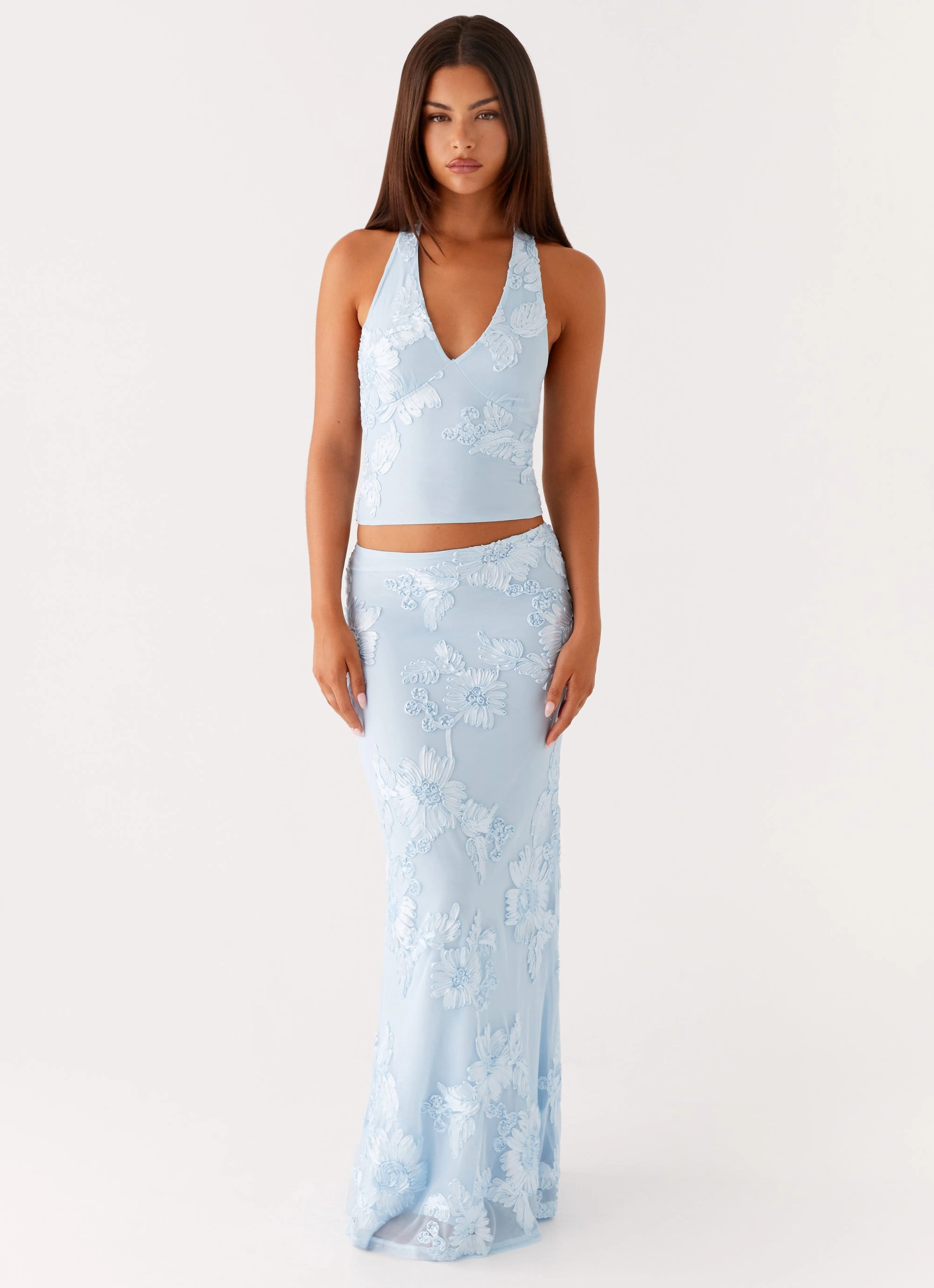 Radiate Maxi Skirt - Blue Mesh Comfort