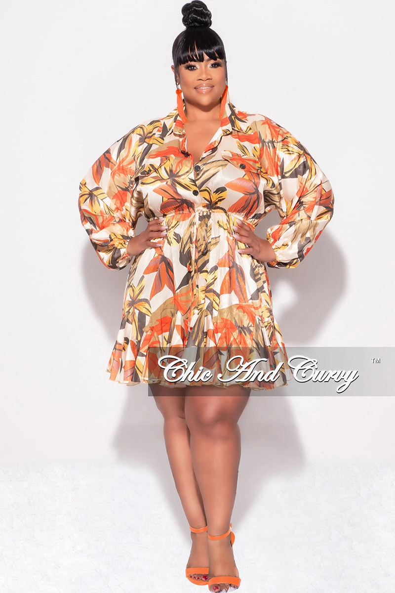 Final Sale Plus Size Plus Size Olive & Rust Multi Color Print Soft Lines Body Fit
