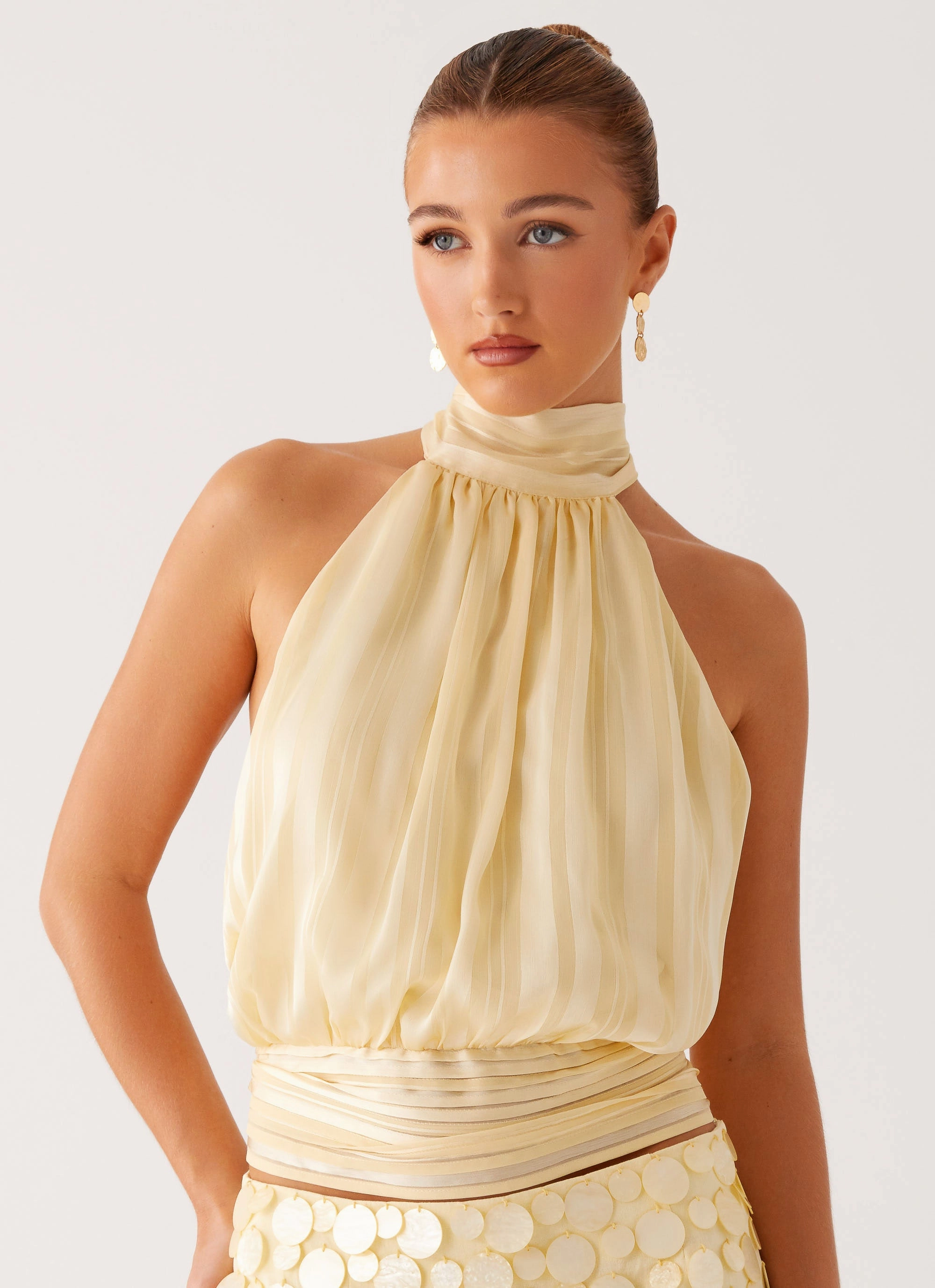 Willow Chiffon Top - Yellow Comfortable Design Relaxed Top