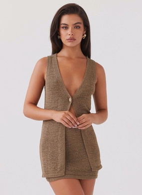 SoftFeel Fabric Capri Glow Knit Top - Khaki