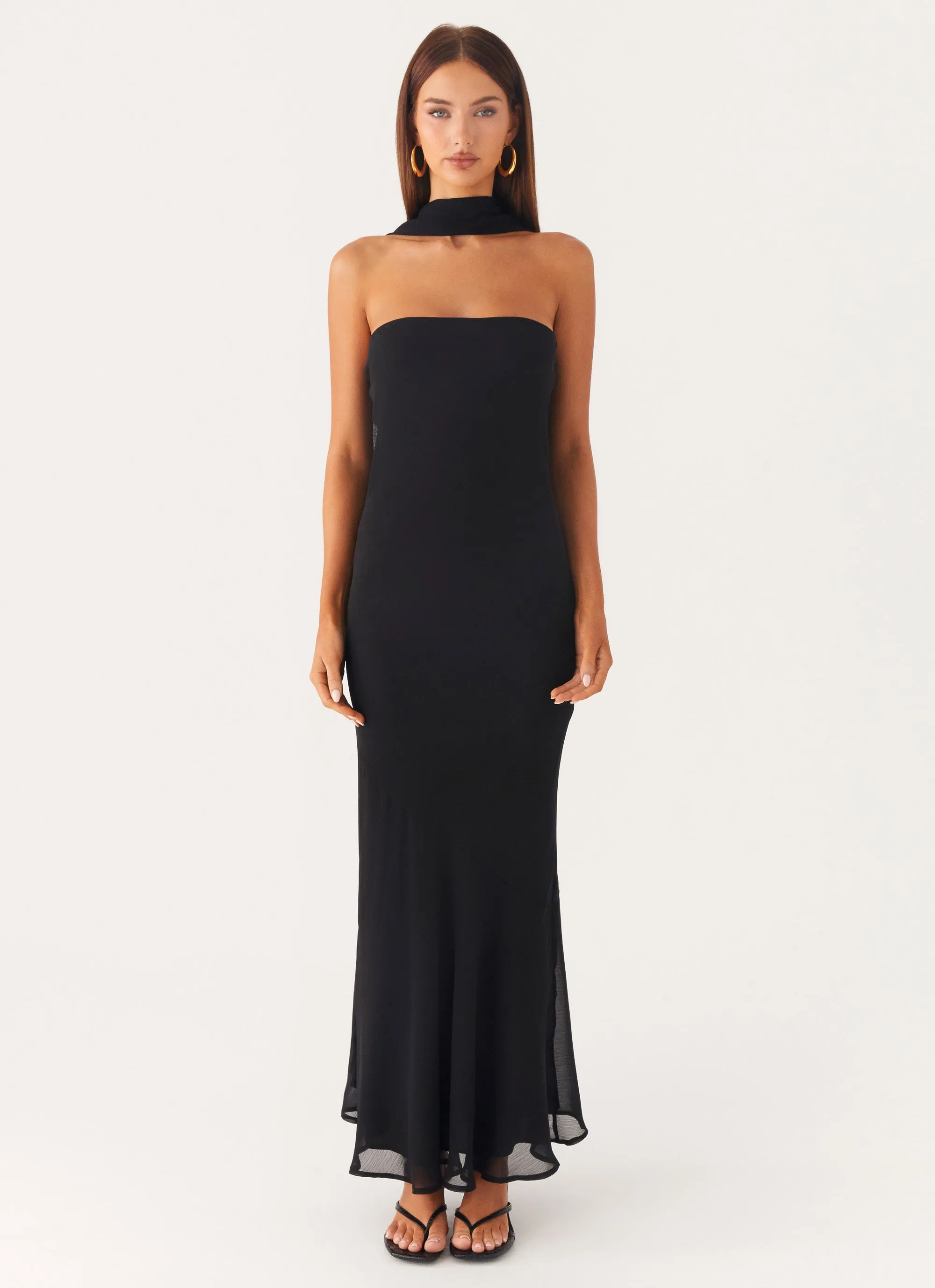 Airy Layer Under the Pagoda Maxi Dress - Black