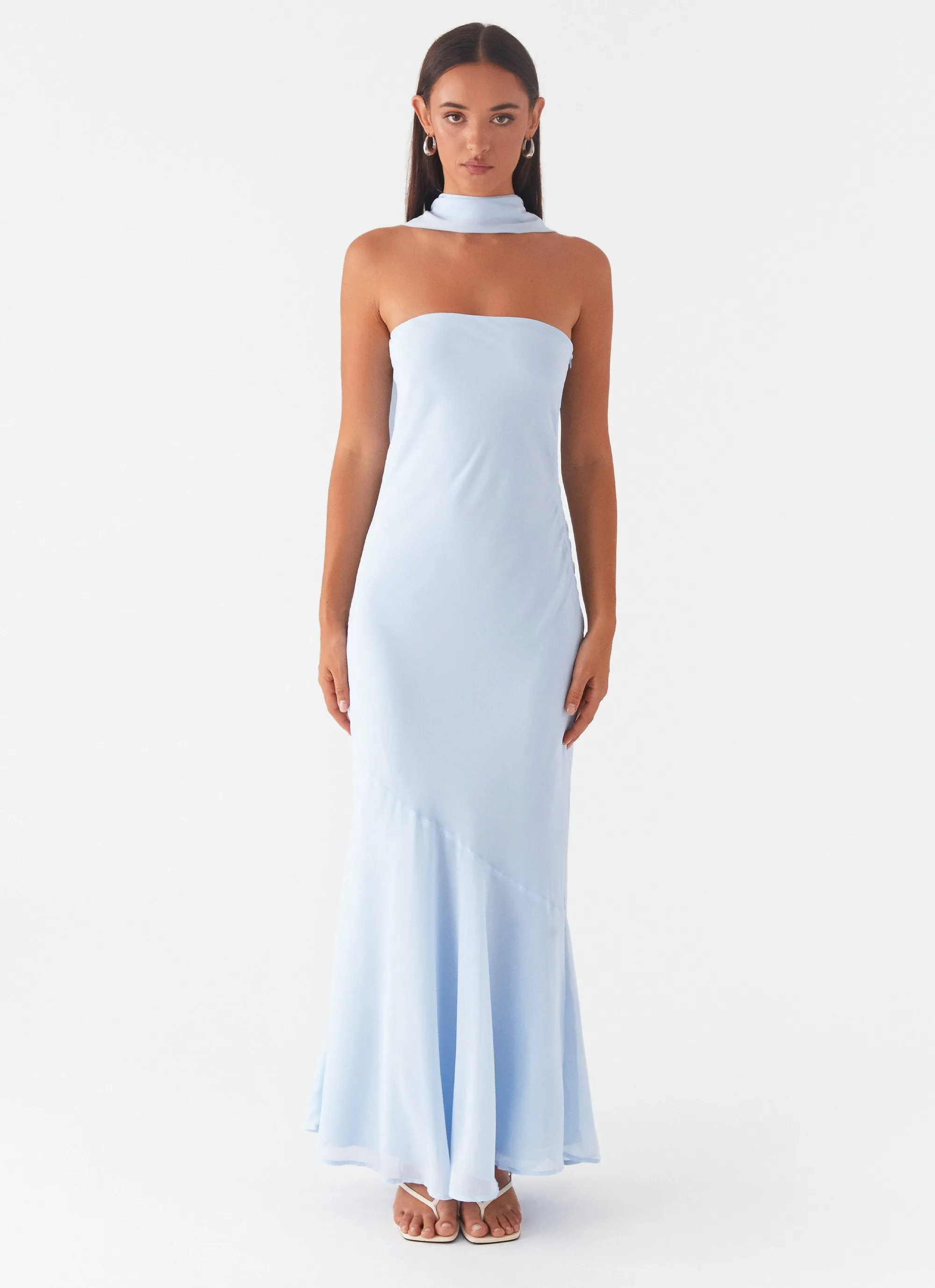 Elegant Mood Flare Hem Under The Pagoda Maxi Dress - Blue