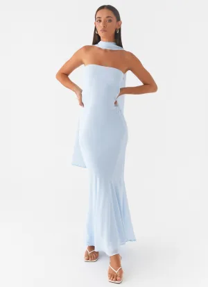 Festival-Ready Refined Line Under The Pagoda Maxi Dress - Blue