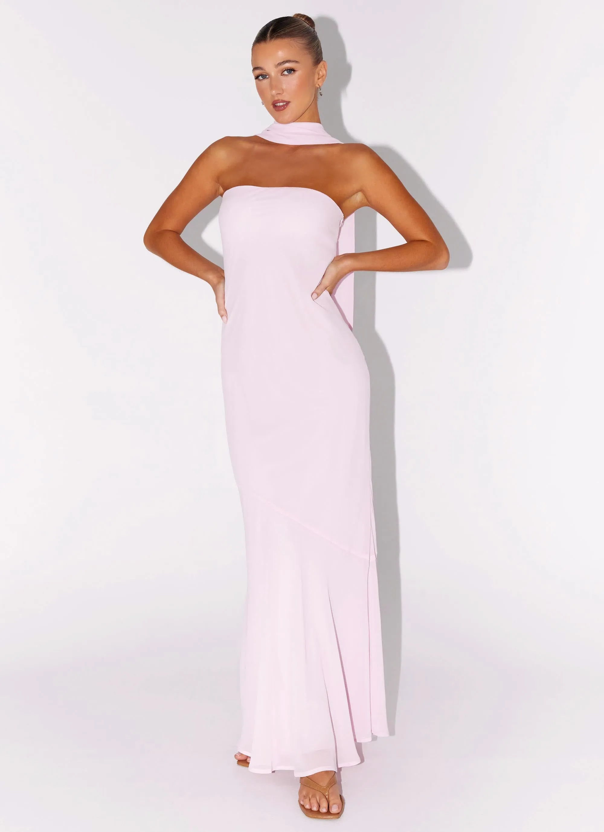 Under The Pagoda Maxi Dress - Pink Back-Zip Empire Waist