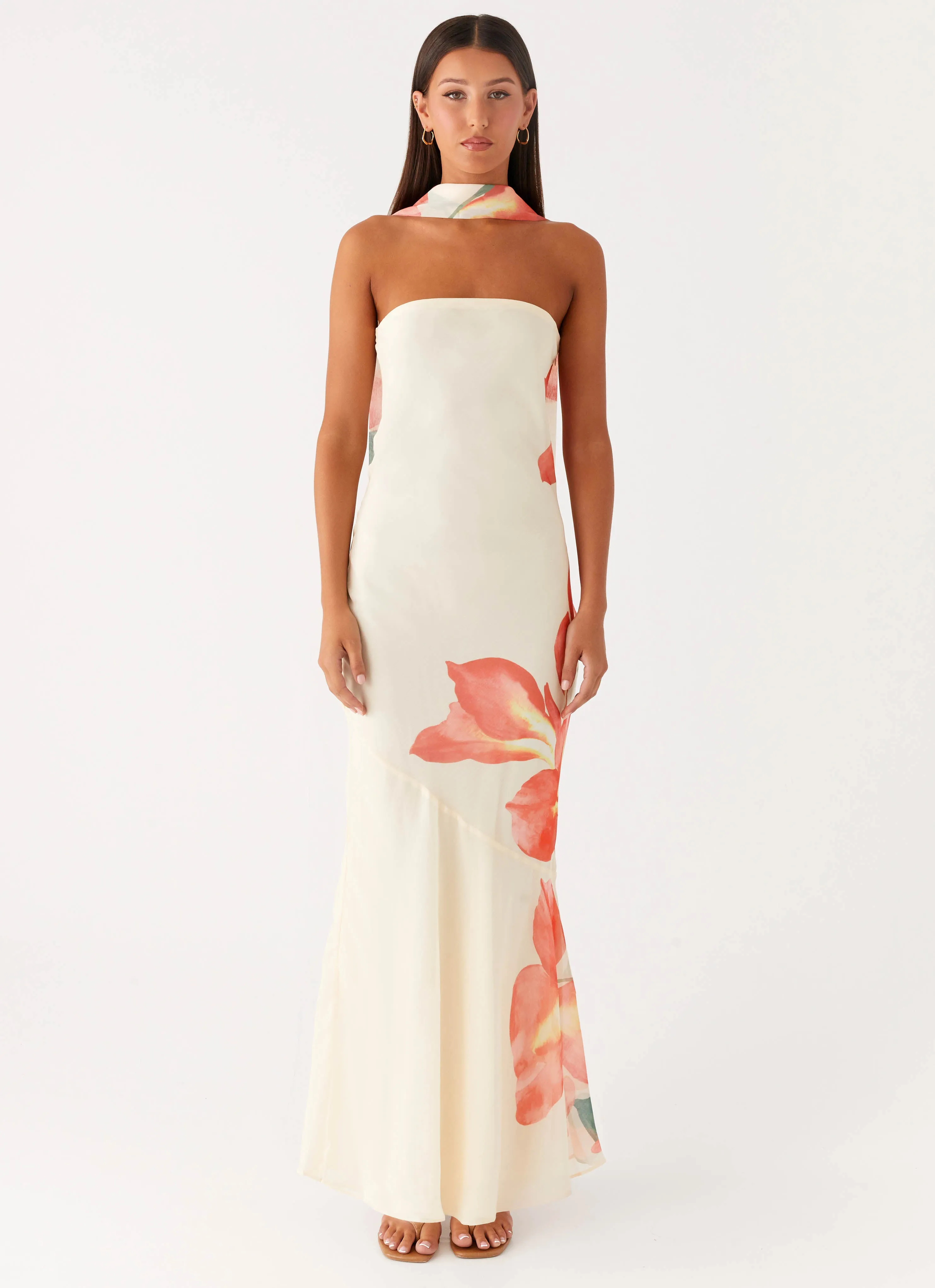 Under The Pagoda Maxi Dress - Siena Floral Halter neck Date Nightwear