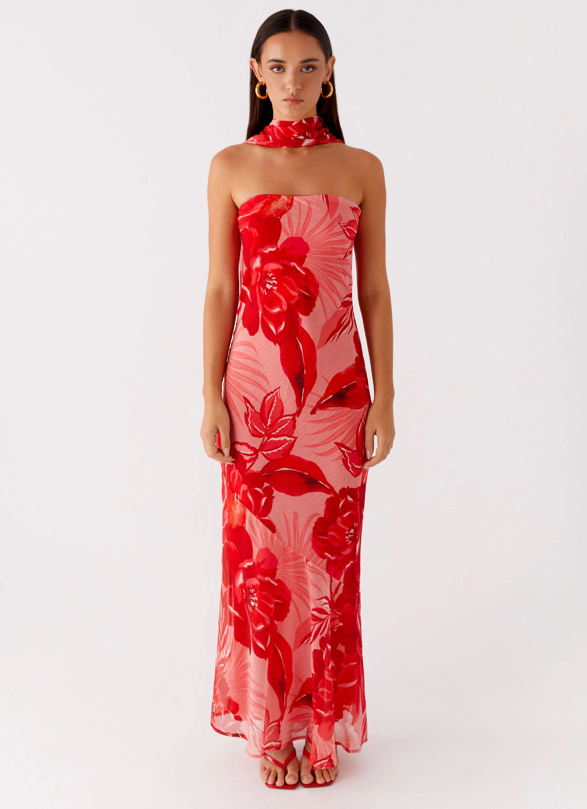 Shine Soft Elastic-Waist Under The Pagoda Maxi Dress - Sicily Sunsets Print