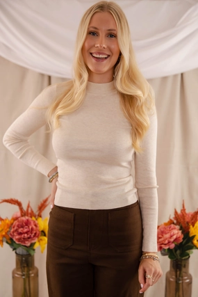 Bound Edges Underneath This Persona Ribbed Top-Cream
