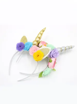 Unicorn Pattern Headband Kids Hair Clasp Festival Decoration Flowers Baby Headwear