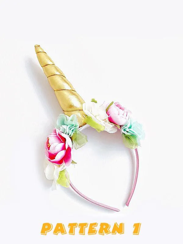Unicorn Pattern Headband Kids Hair Clasp Festival Decoration Flowers Baby Headwear