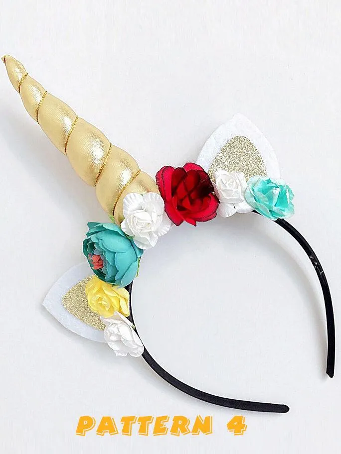 Unicorn Pattern Headband Kids Hair Clasp Festival Decoration Flowers Baby Headwear