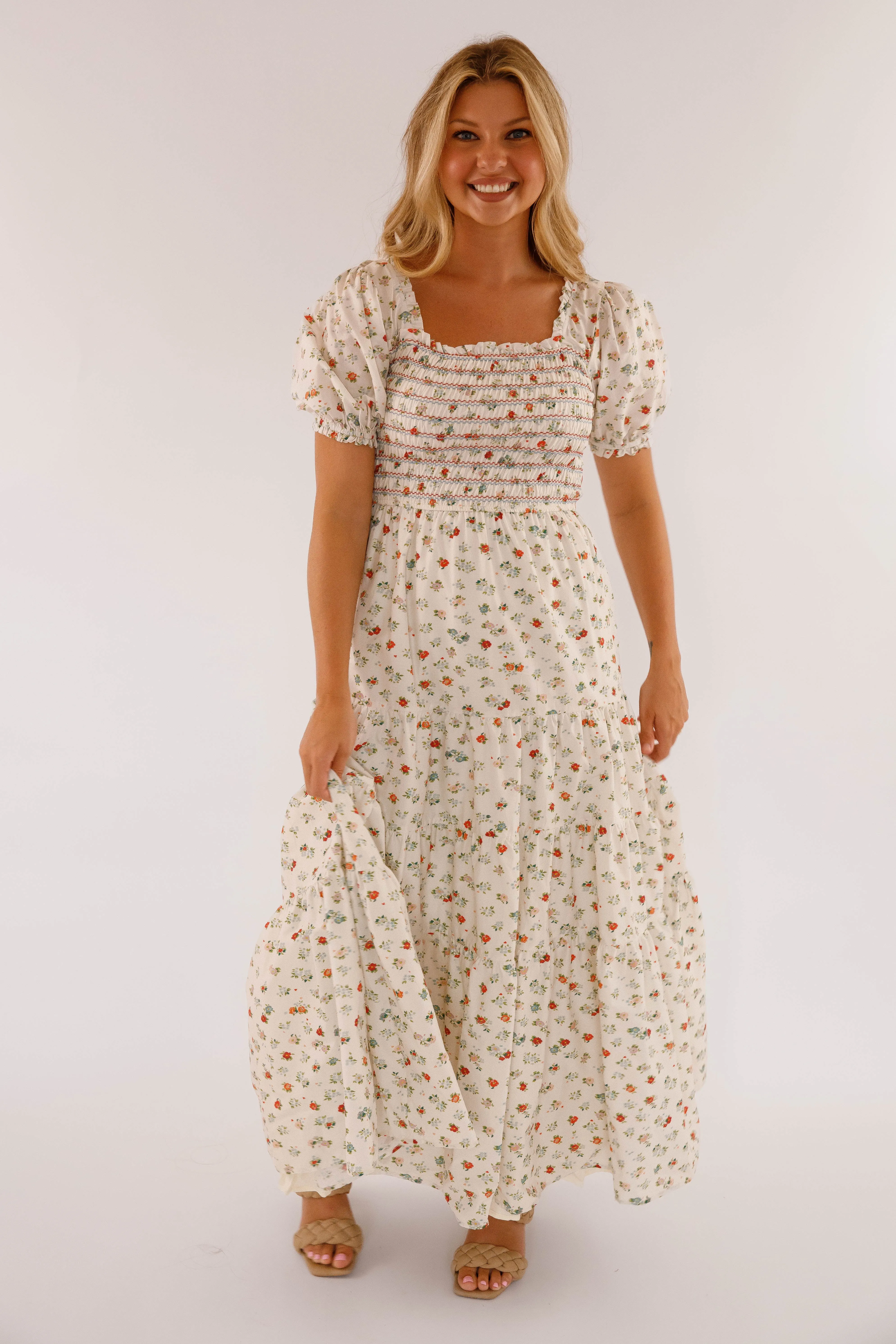 Front Ruffle The Wildflower Field Maxi Dress