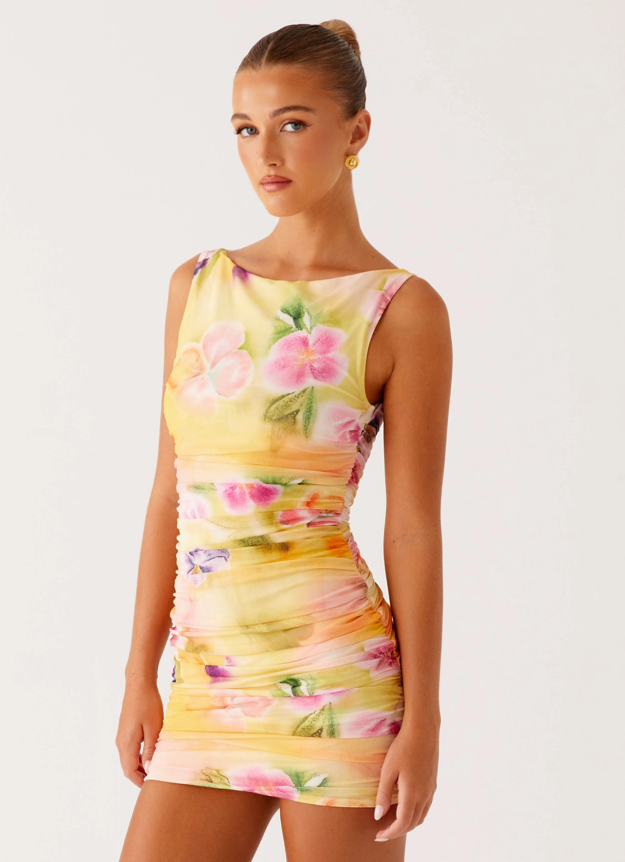 Yennifer Mini Dress - Sunburst Floral Modern Design Air Comfort