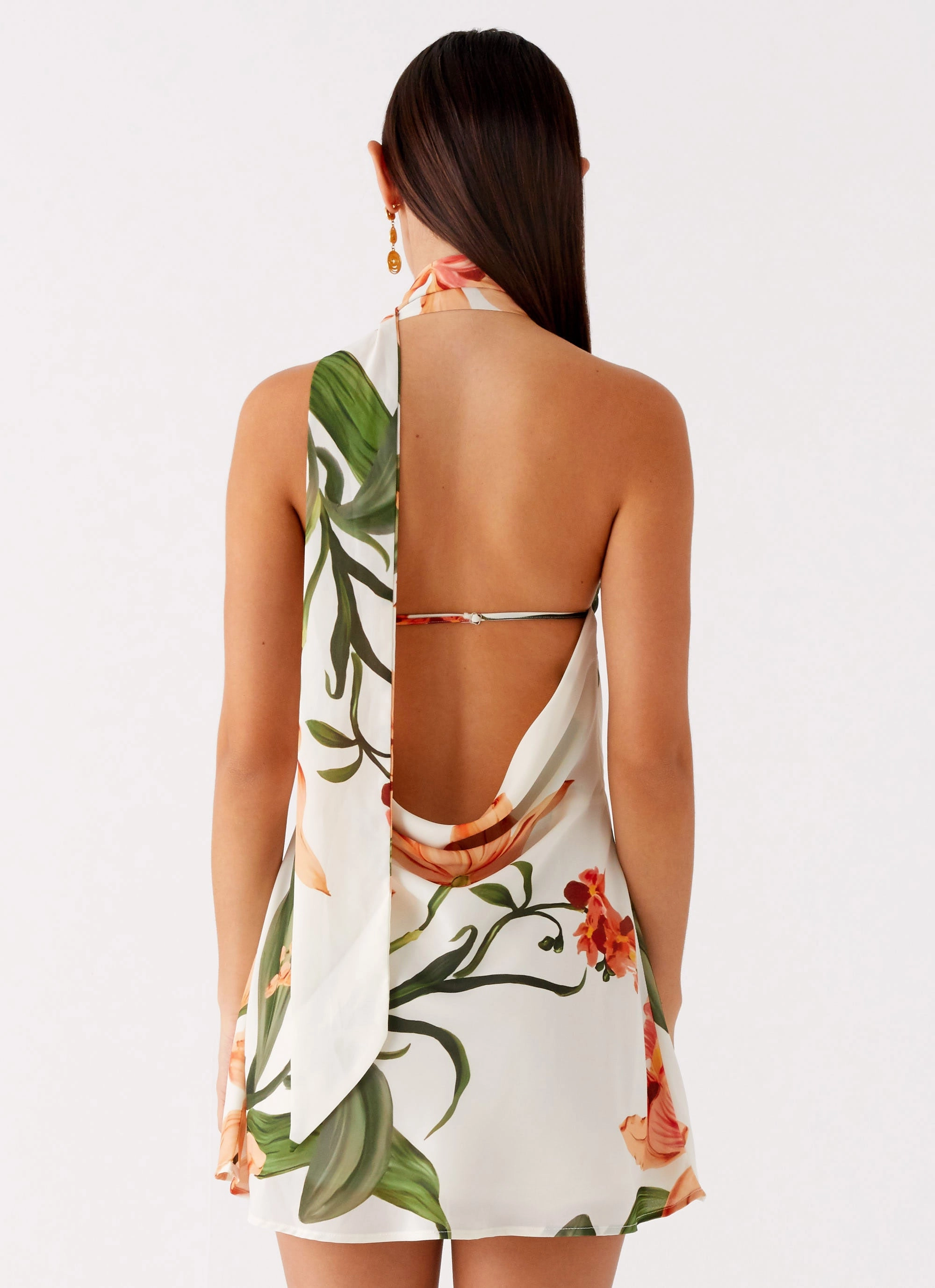 Trisha Mini Dress - Floral Print Airy Drape