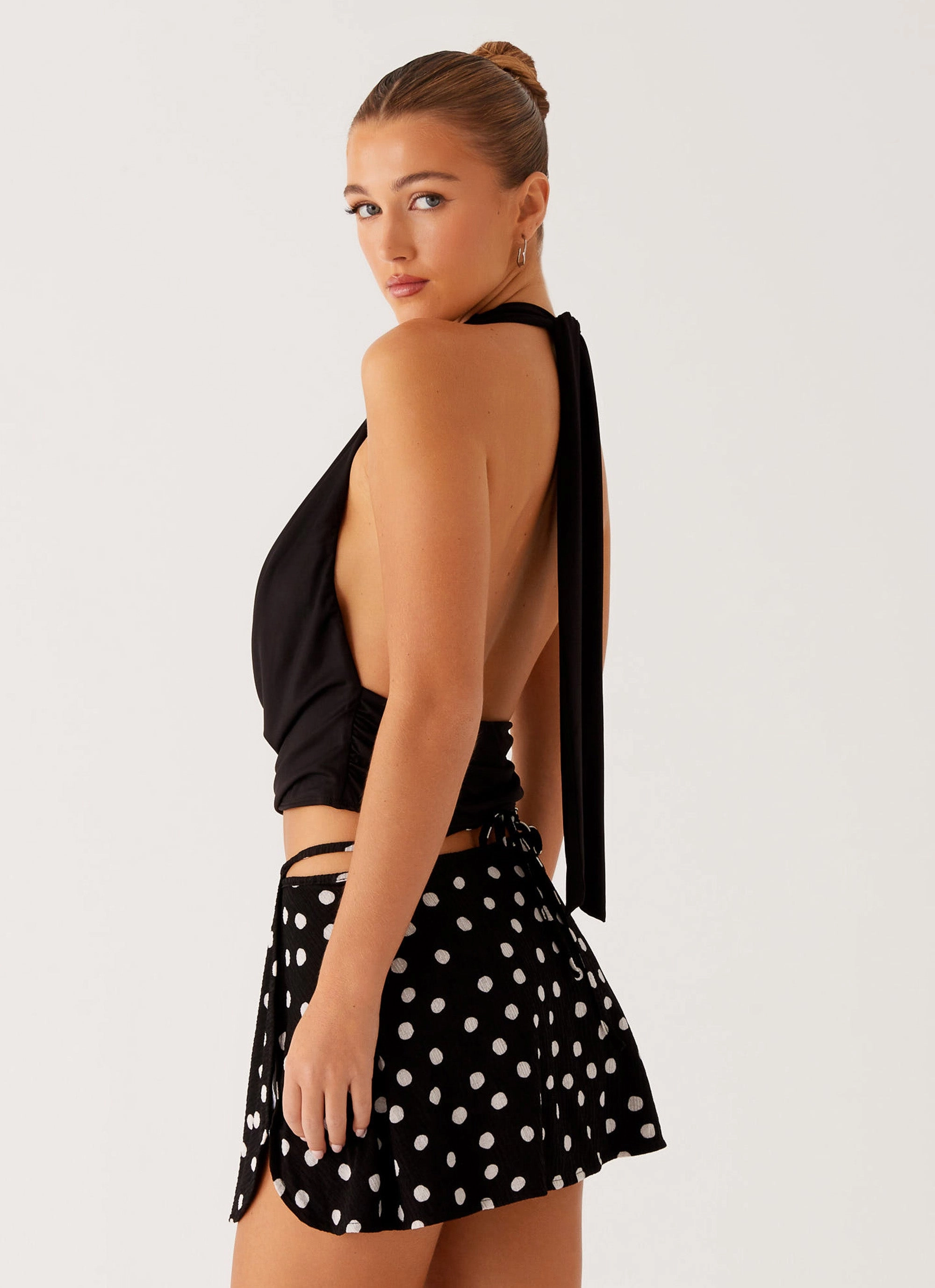 Ashi Cowl Top - Black Garment Washed LowProfileSeams