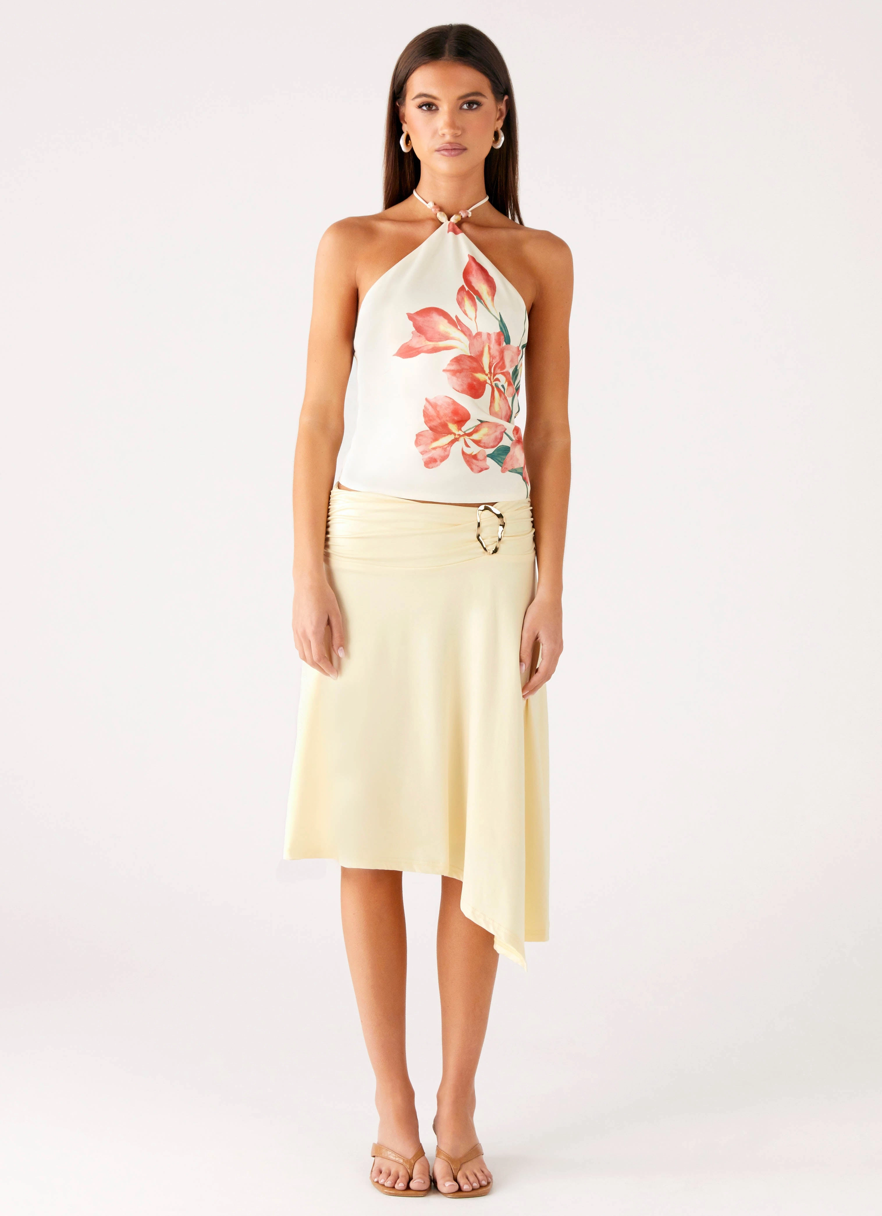 Loreta Beaded Tie Back Top - Siena Floral OdorResistantTechnology