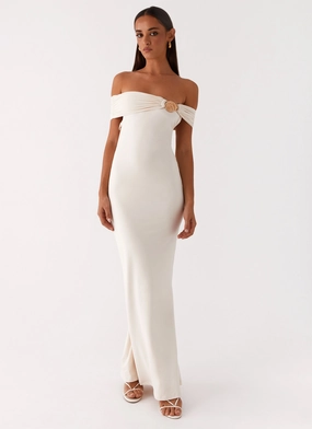 Subtle Flow Modern Layering Illusion Maxi Dress - Ivory
