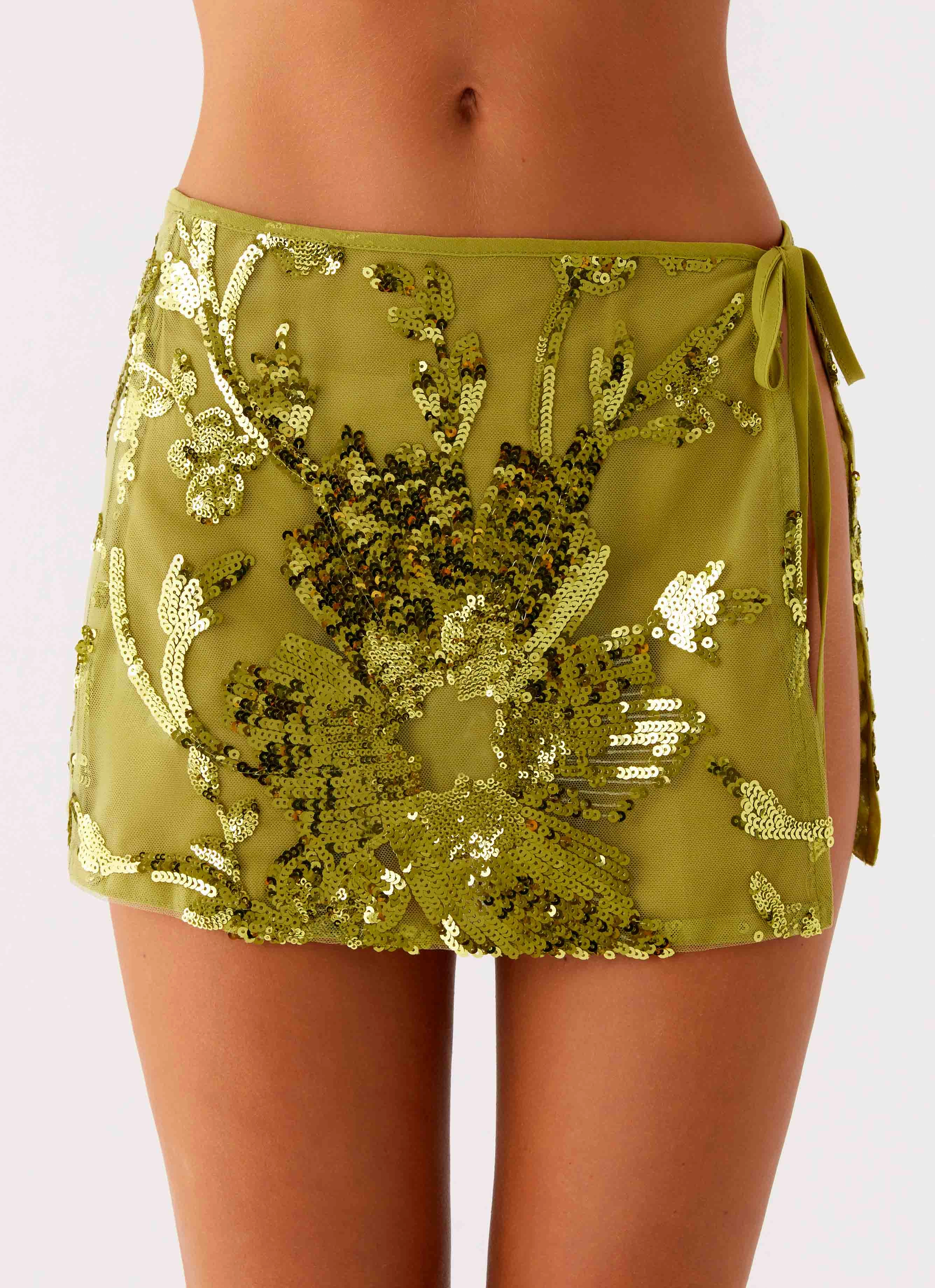 Slim Wear Design Cancun Sequin Mini Skirt - Lime