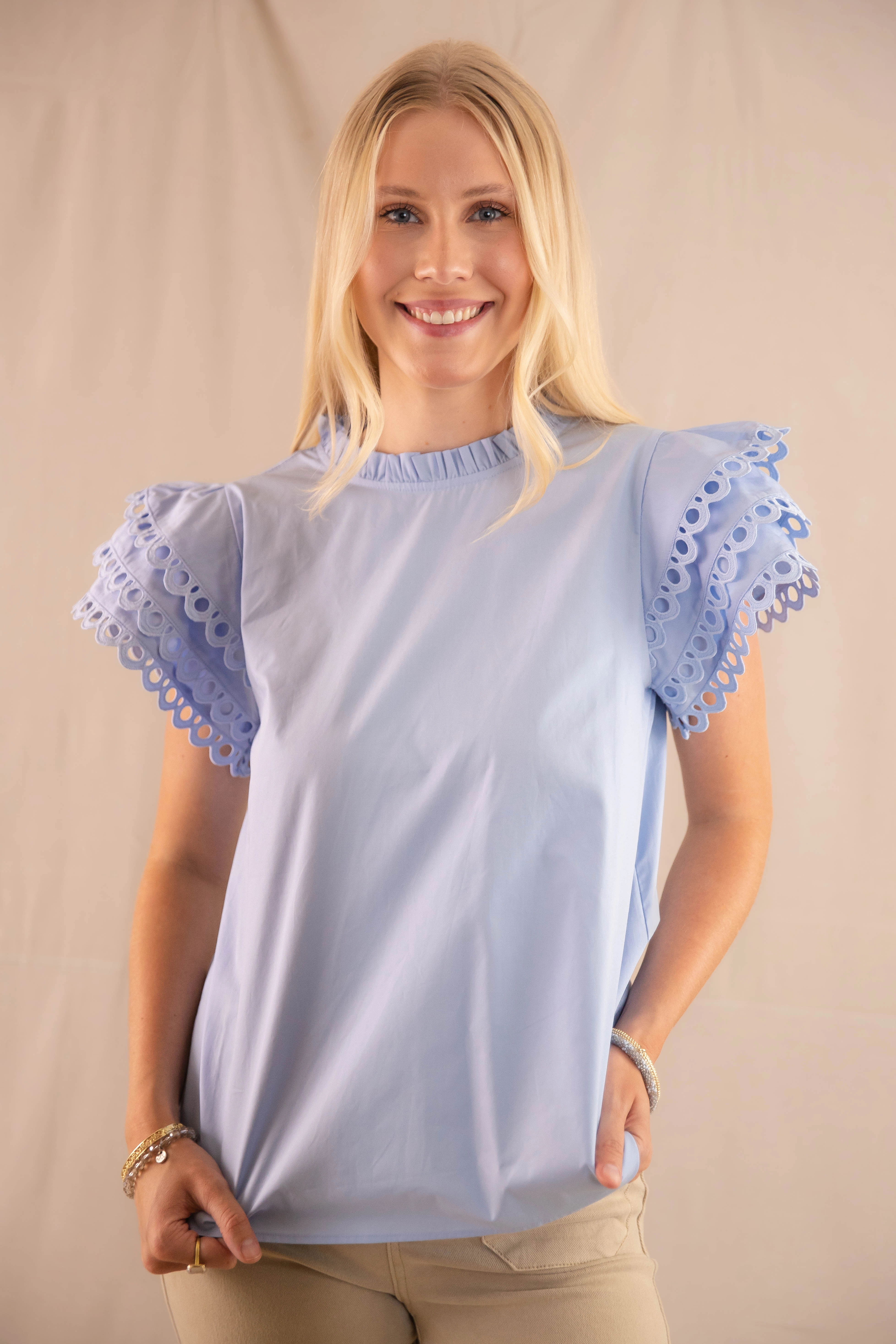 DoubleLayered Four Way Stretch Just A Theory Blouse