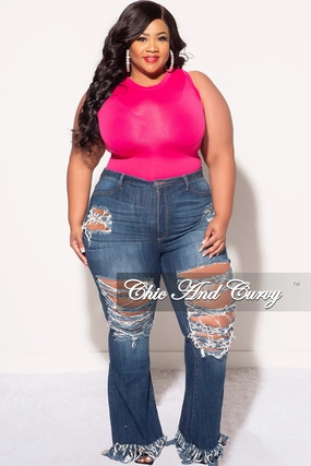 Final Sale Plus Size Sleeveless Bodysuit in Fuchsia ErgonomicArticulatedDesign Lightweight Design