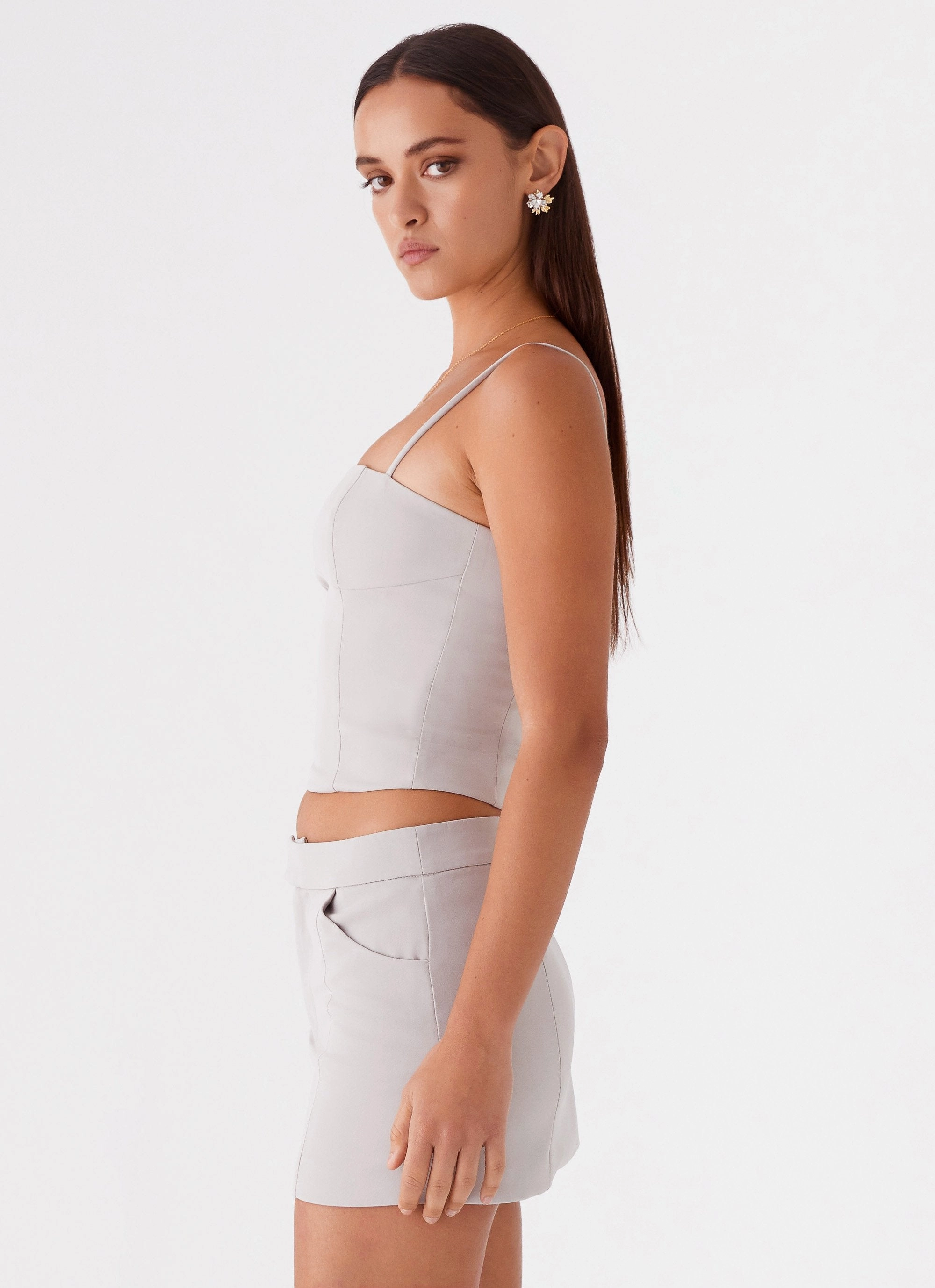 Biodegradable Fiber Composition Eliana Crop Top - Grey