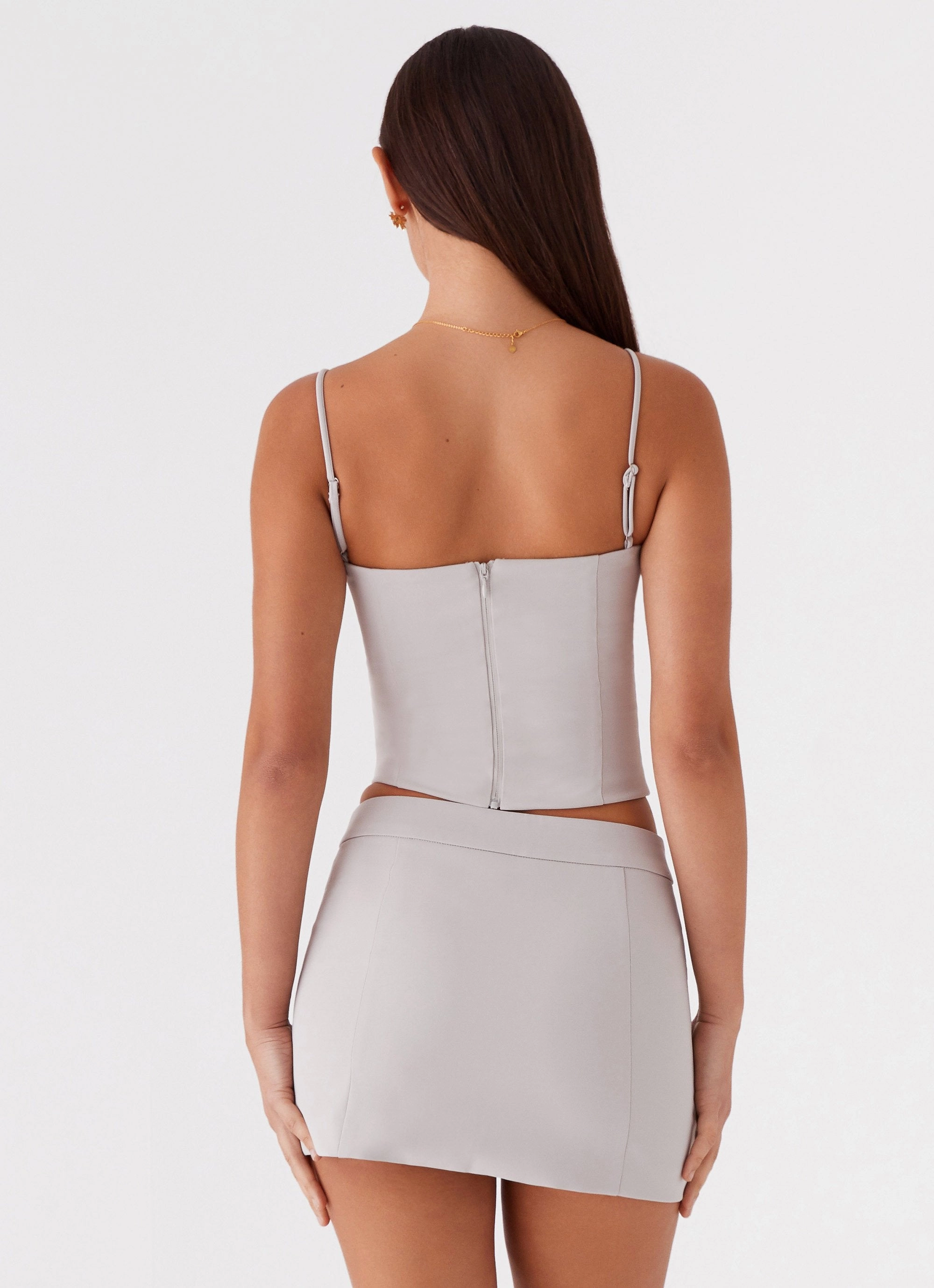 Eliana Crop Top - Grey UVProtection Raw Edge Finish