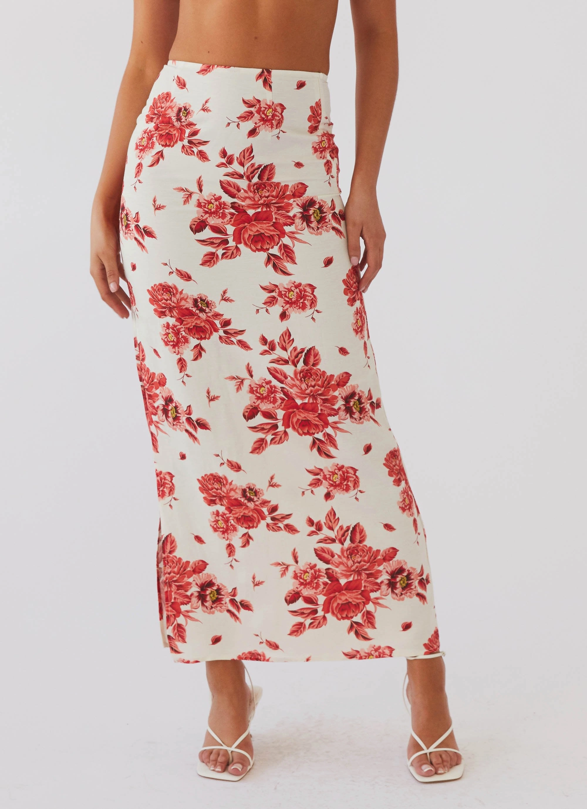 High Collar Windguard Soft Texture Valencia Villa Maxi Skirt - Rosa Floria