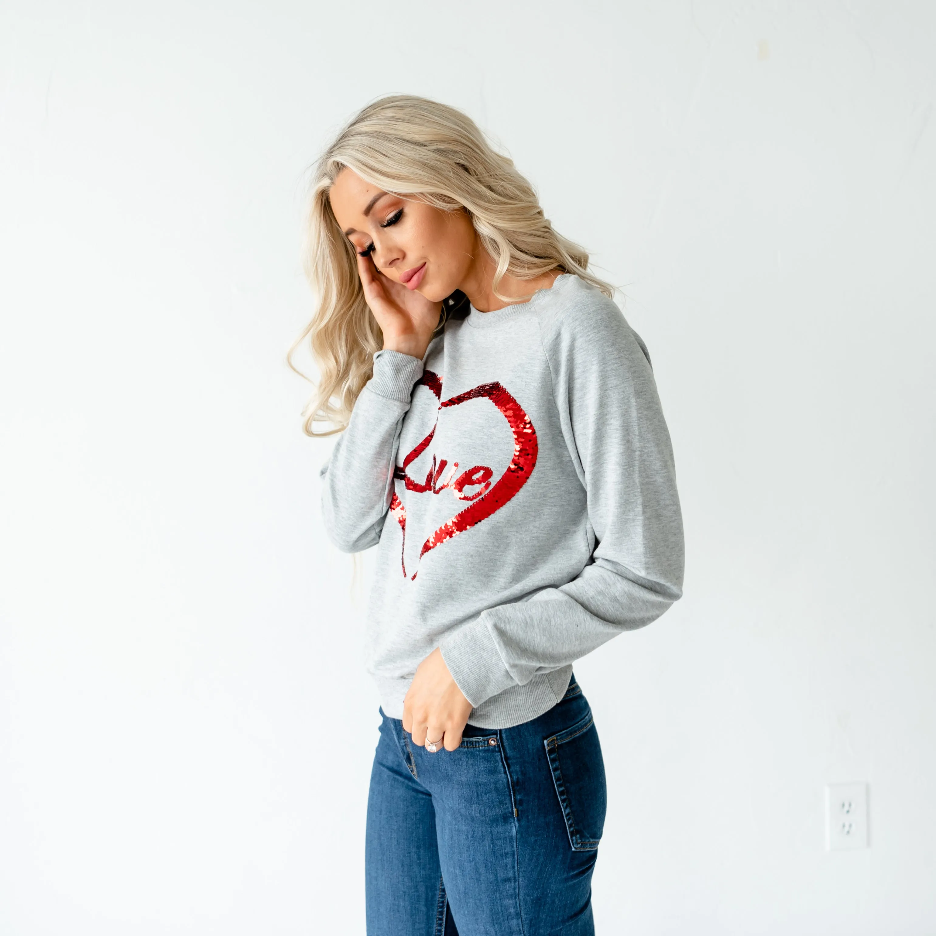 Valentine Love Sweatshirt - Grey
