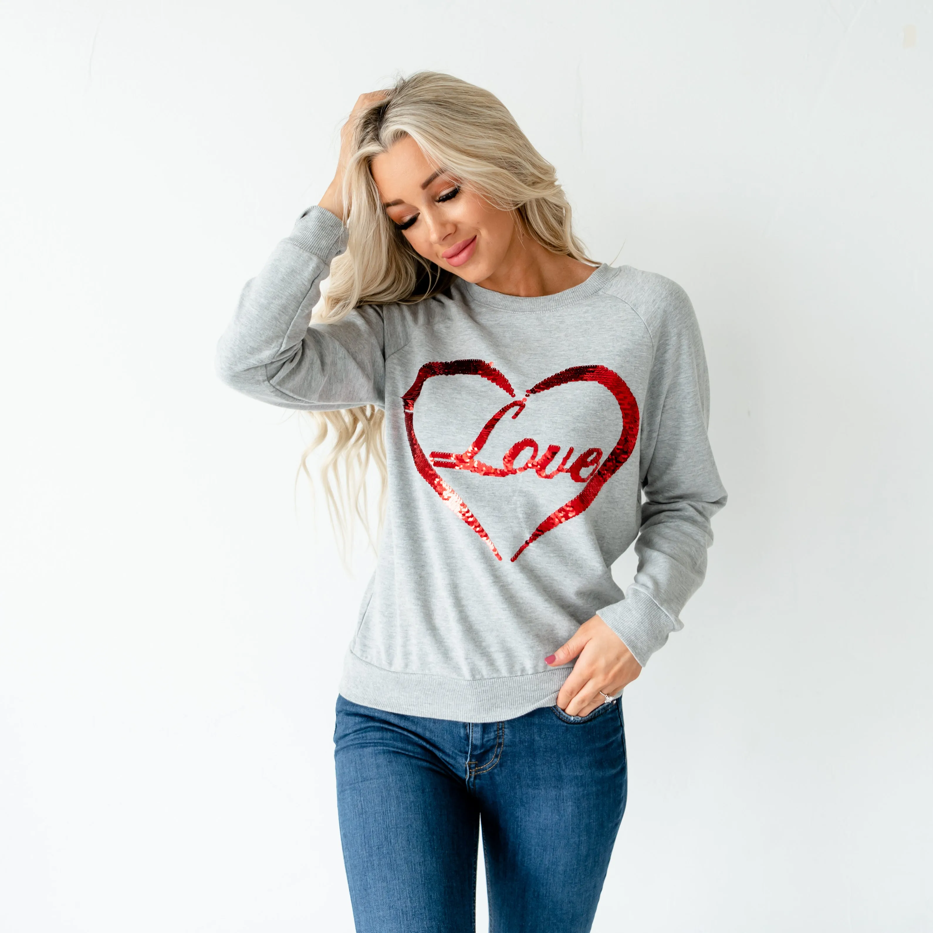 Valentine Love Sweatshirt - Grey