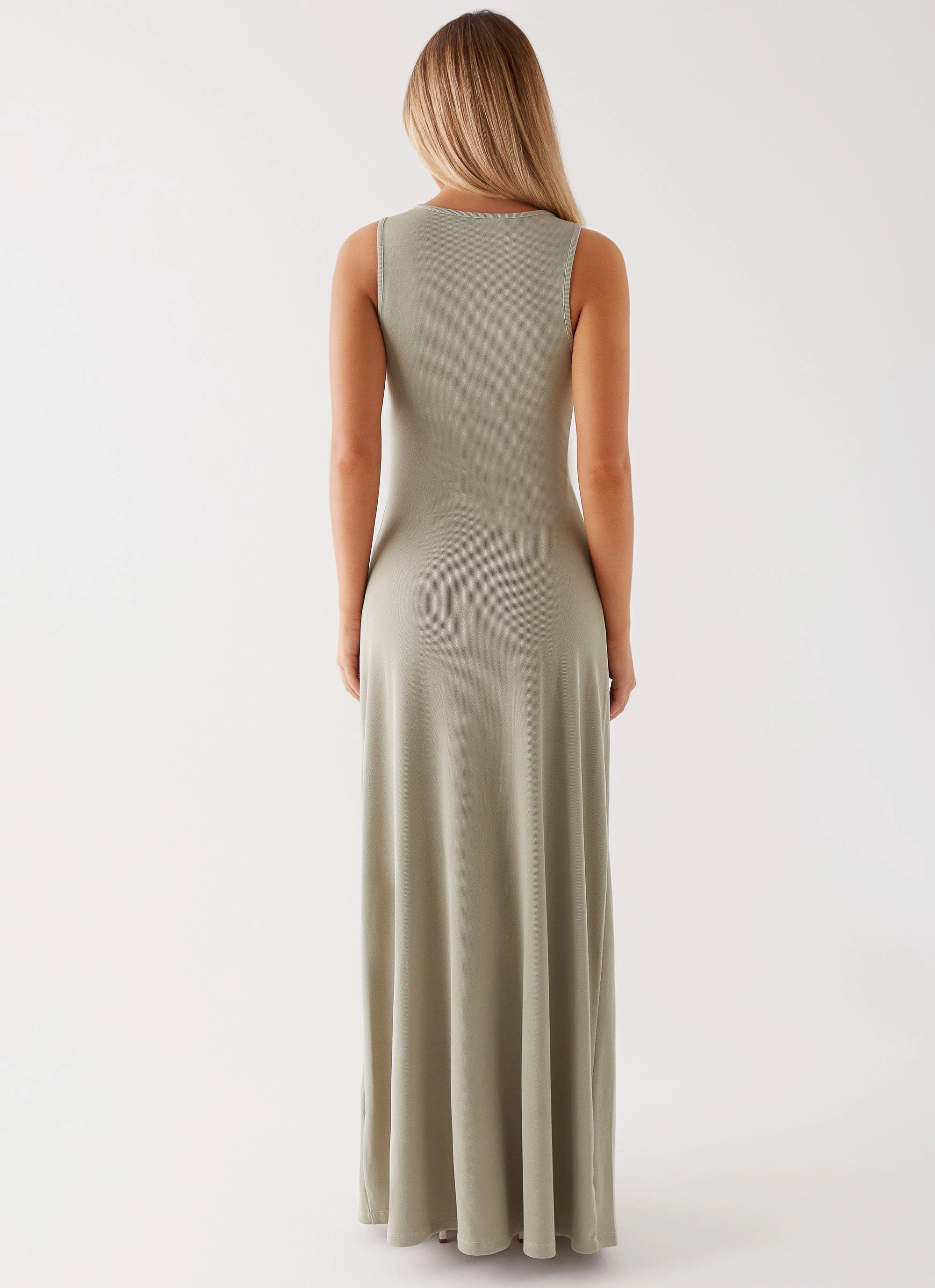 Valli Maxi Dress - Sage Elegant Silhouette Soft Weave