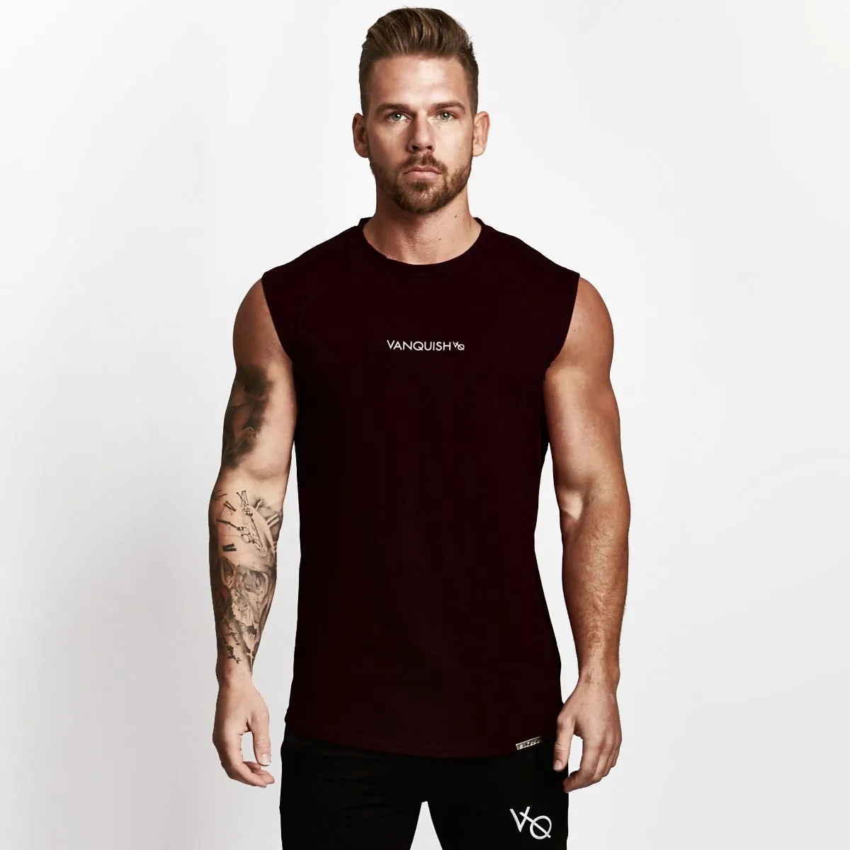 Vanquish Black Minimal Sleeveless T Shirt