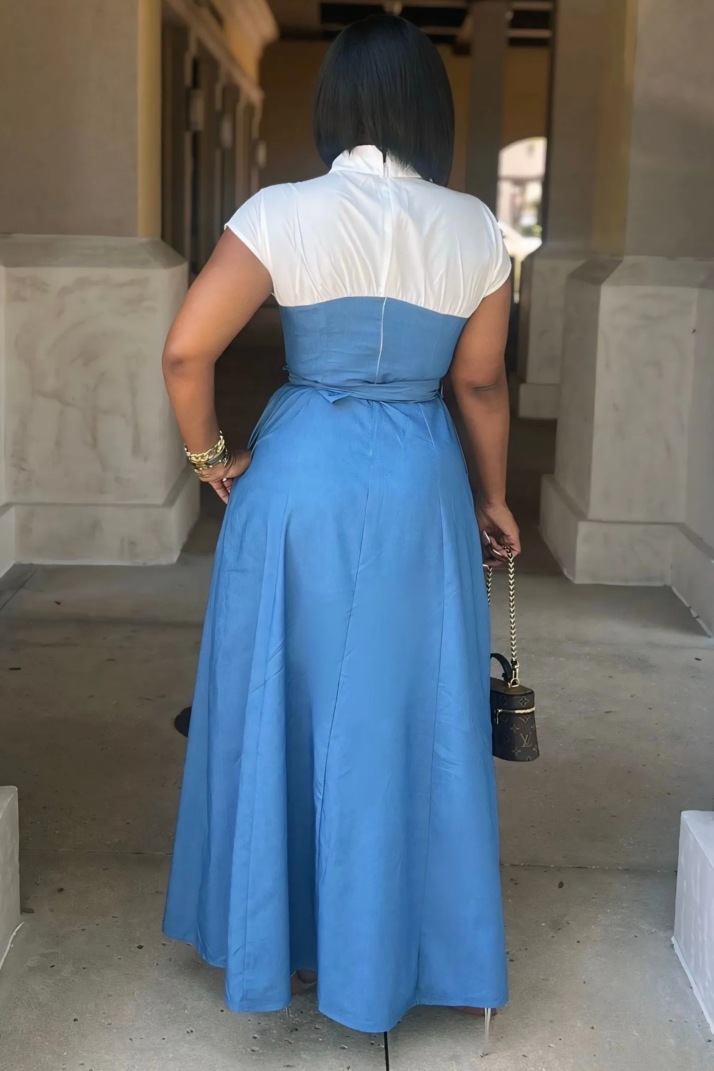 Spring Mood Work Vibes Vaughn Power Play Denim Maxi Dress