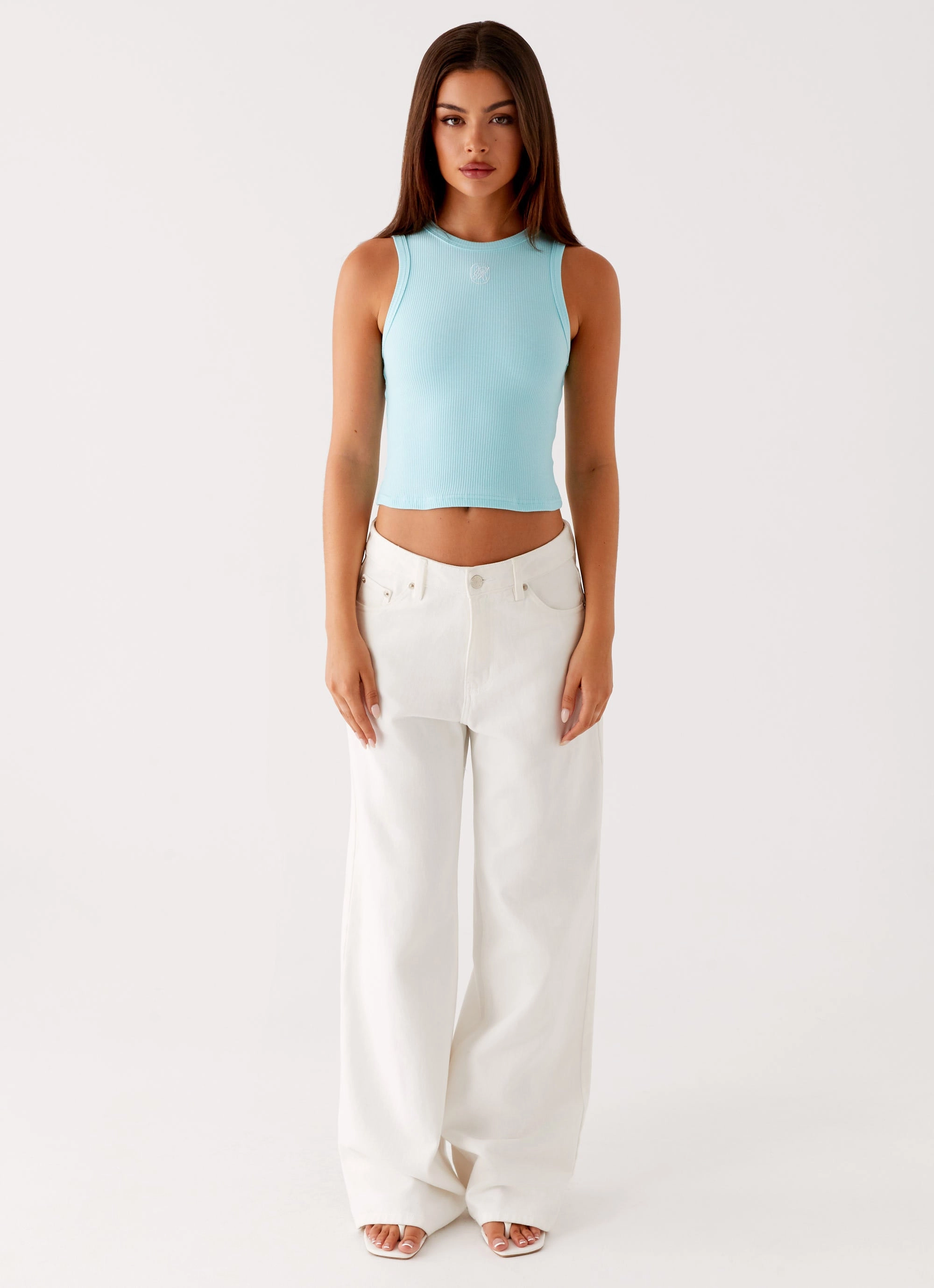 MicrofiberBlend Tapered Side Panels Veda Tank Top - Turquoise