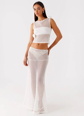 Day Wear ThermalRegulatingLining Velli Crochet Maxi Skirt - White