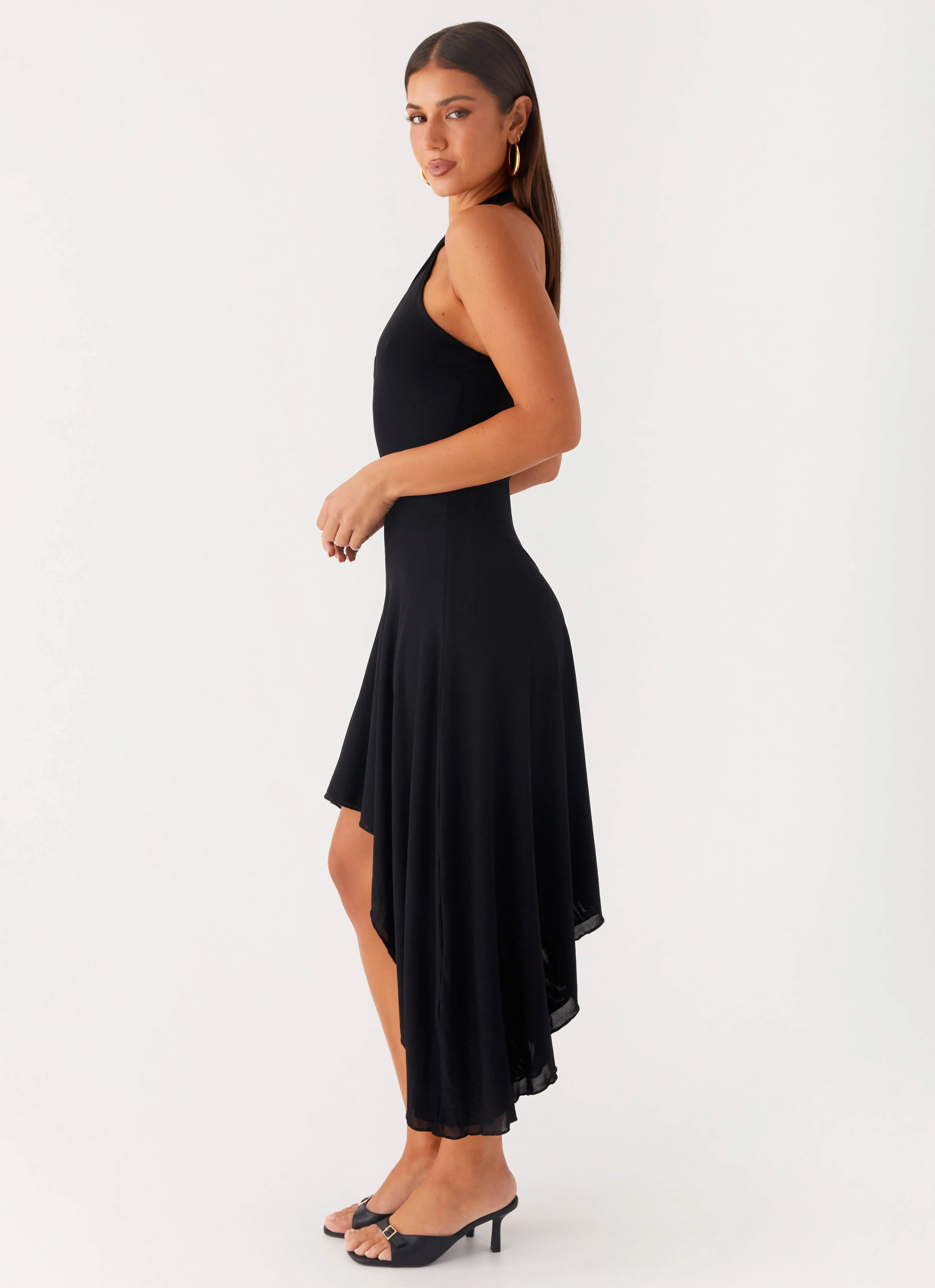 Light Finish Velvet Sky Midi Dress - Black