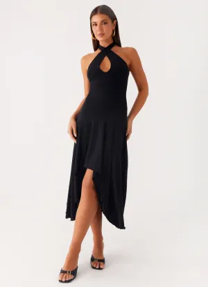 Velvet Sky Midi Dress - Black Soft Harmony