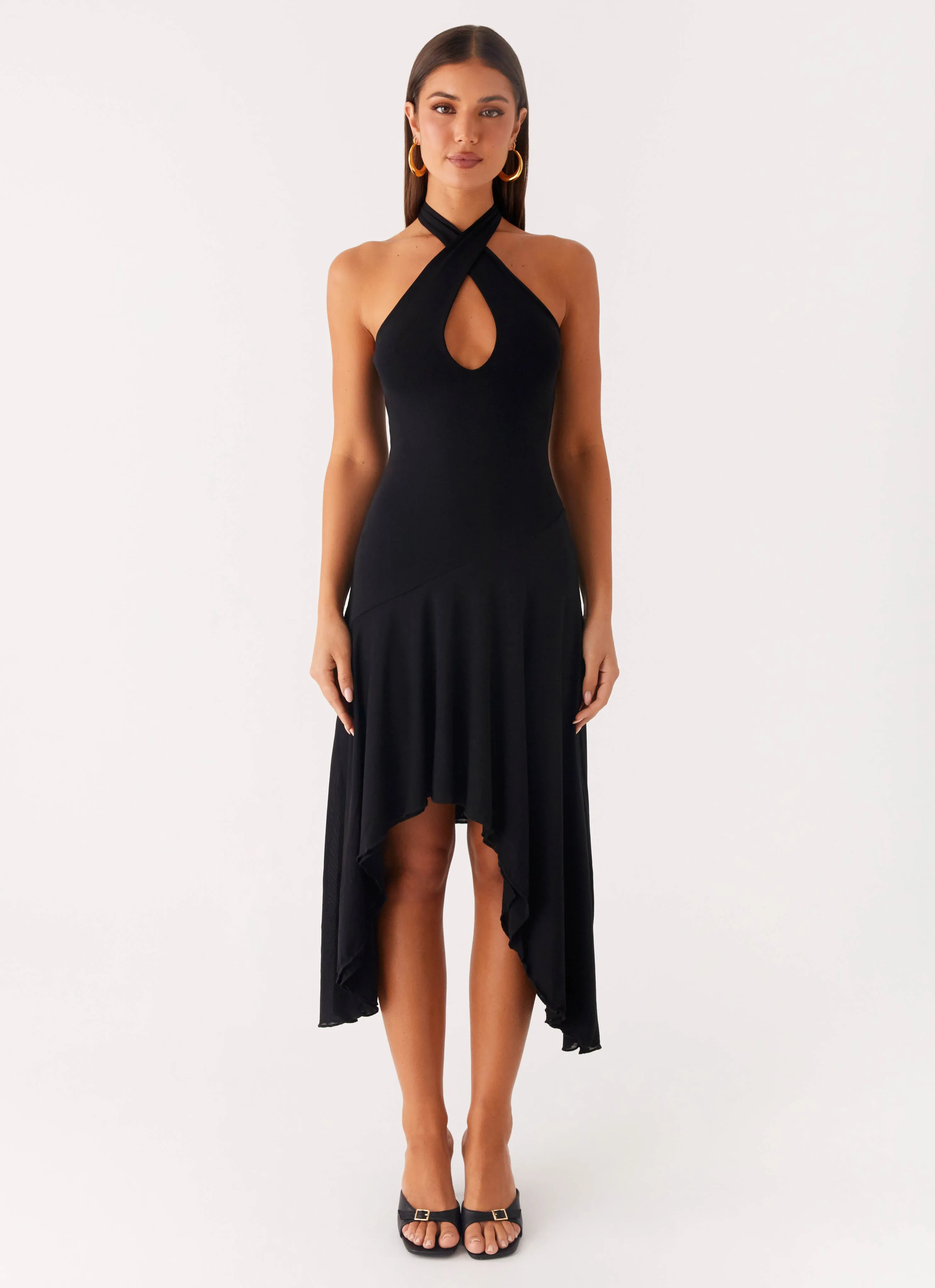 Flexible Mood Smooth Layers Velvet Sky Midi Dress - Black