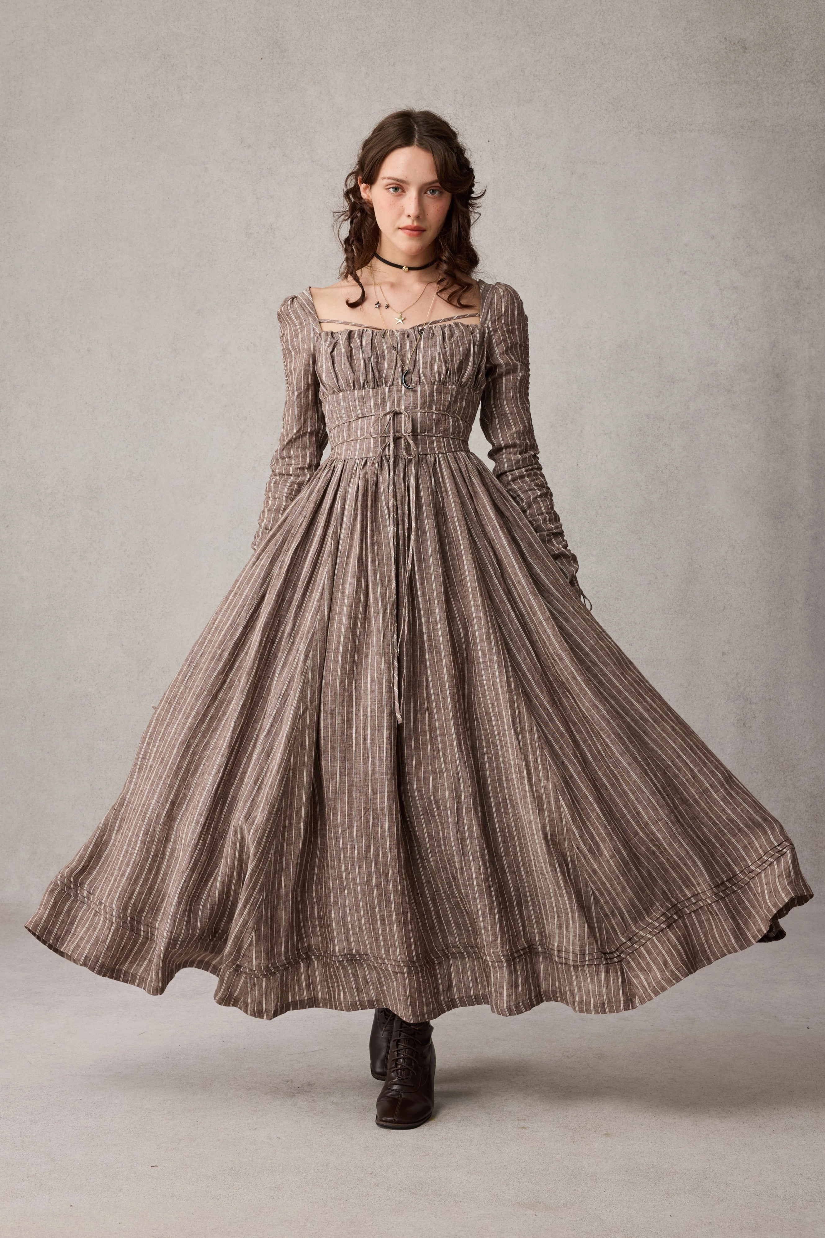 Monette 27 | Corset Linen Dress BreathableMeshPanel