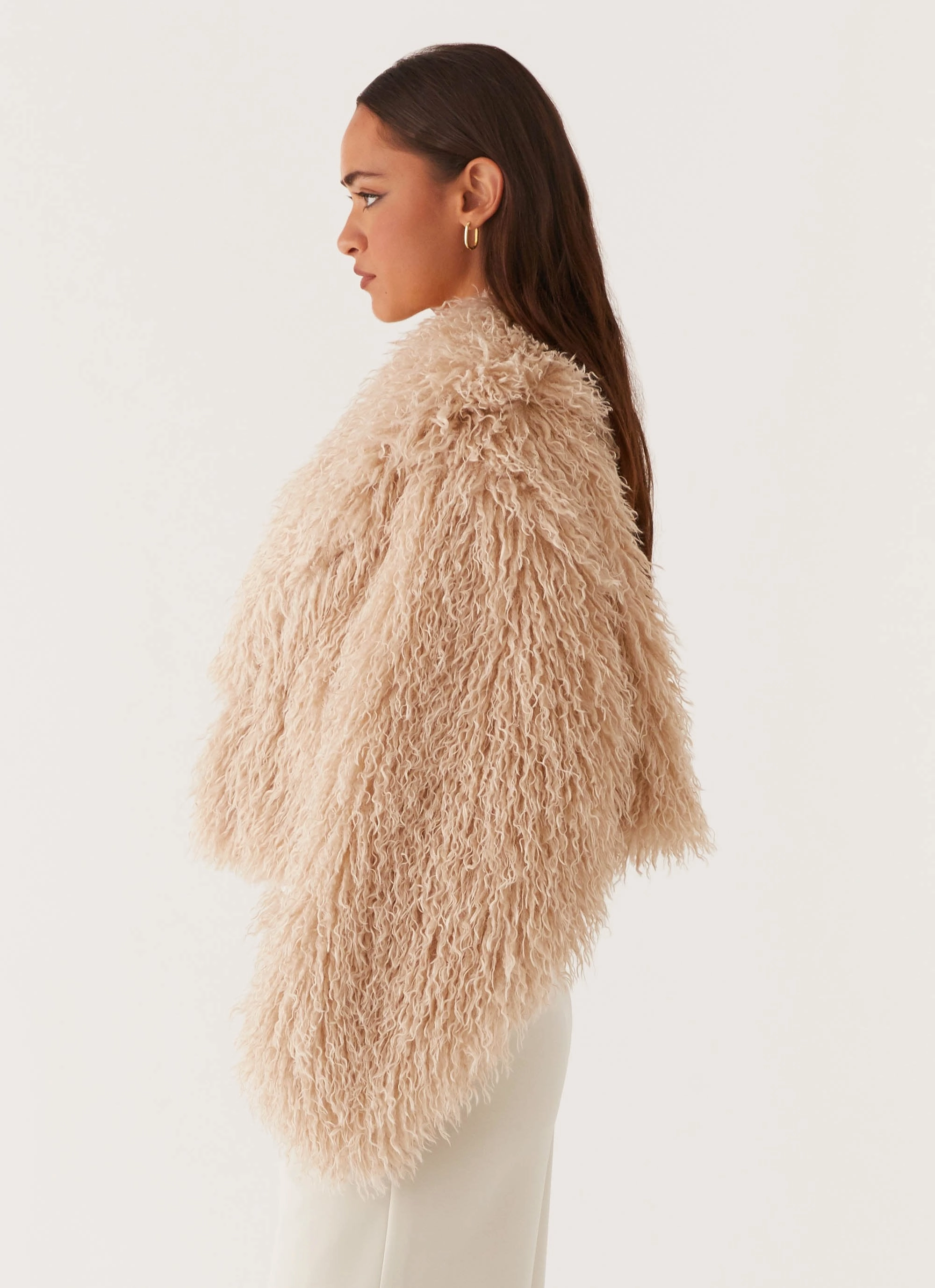 Virginia Cropped Fur Jacket - Taupe Autumn Layers