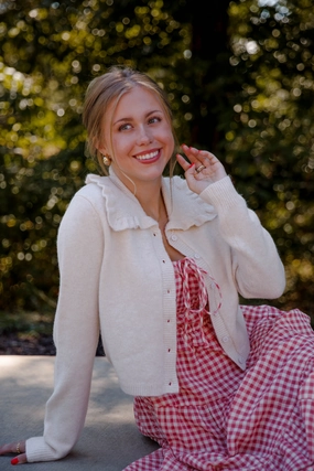 Sustainable Textile Frills and Thrills Cardigan-Beige
