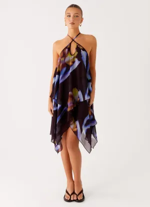 Polished Design Flexible Fabric Verbena Midi Dress - Dark Floral