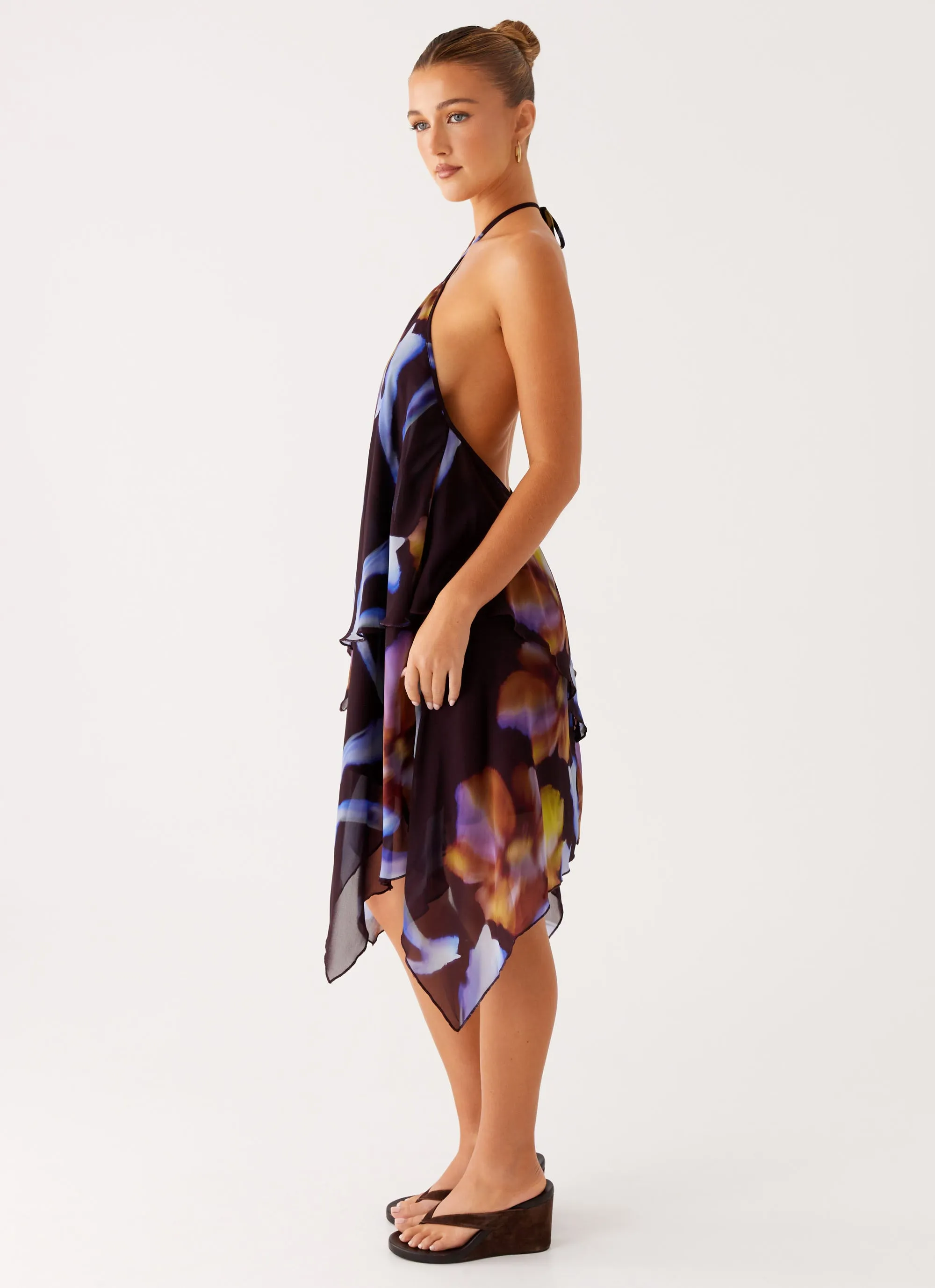 Verbena Midi Dress - Dark Floral Soft Feel