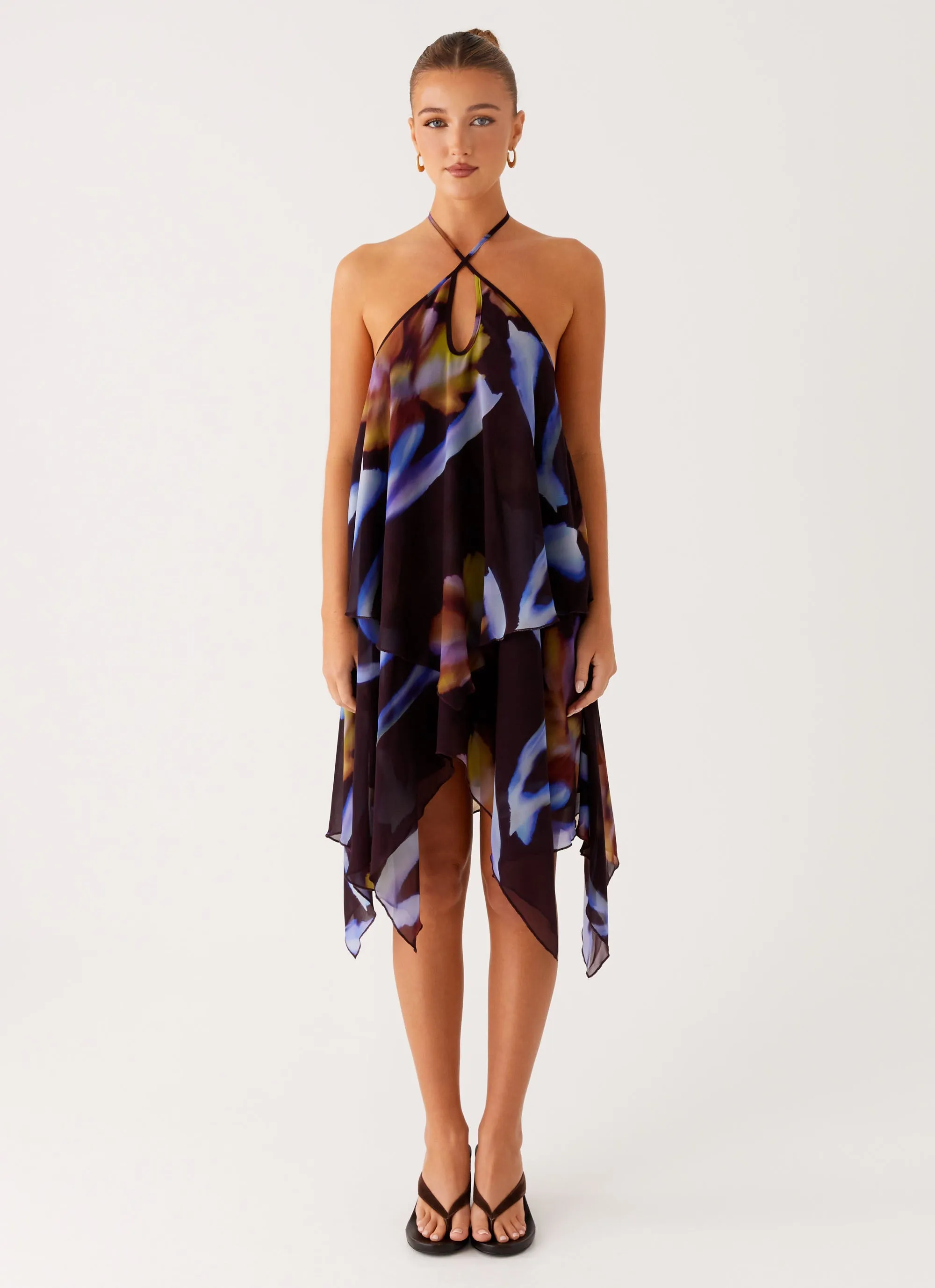 Perfectly Tailored Verbena Midi Dress - Dark Floral
