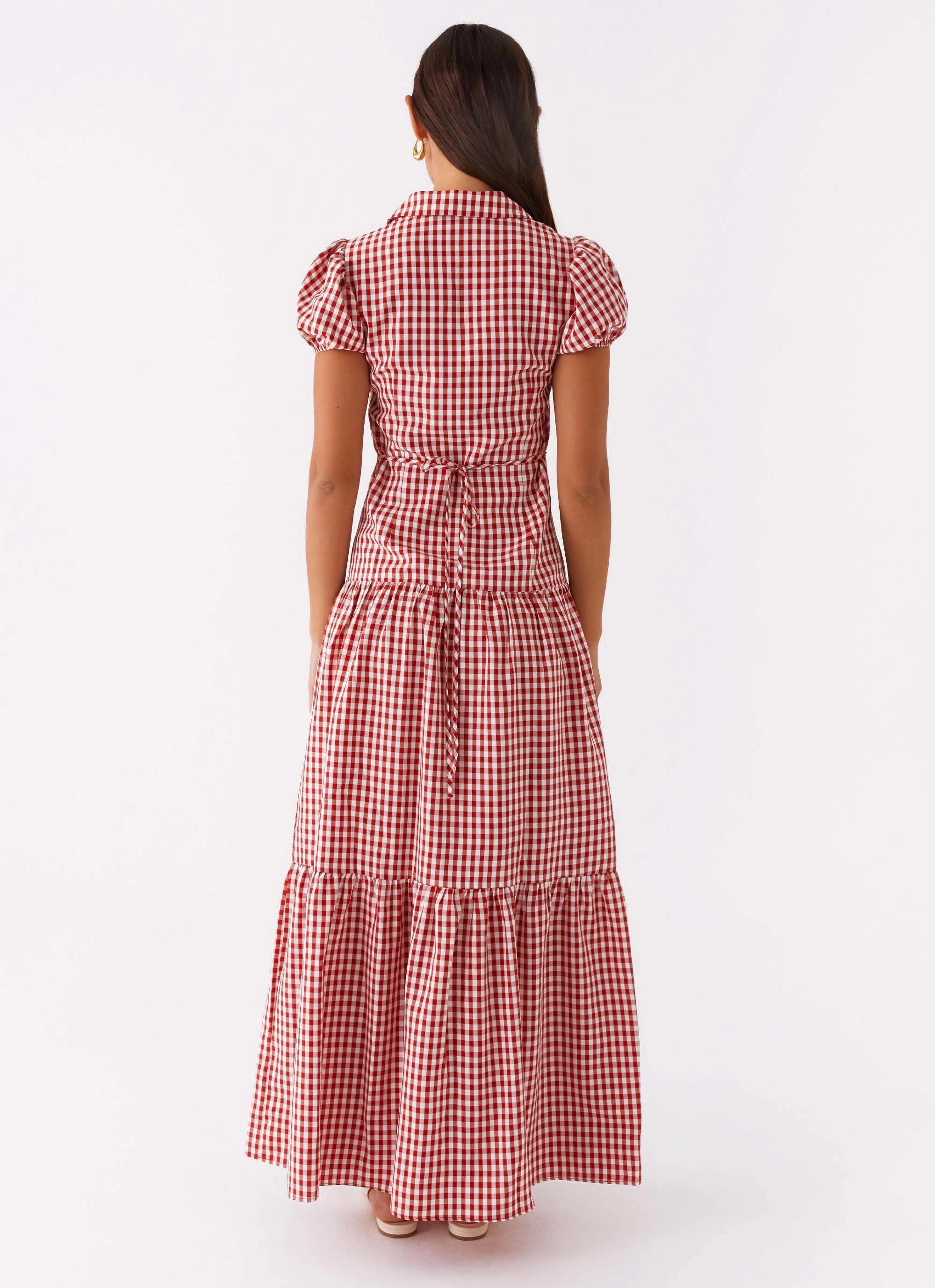 BreathableFabric Smart Shape Verity Maxi Dress - Red Gingham