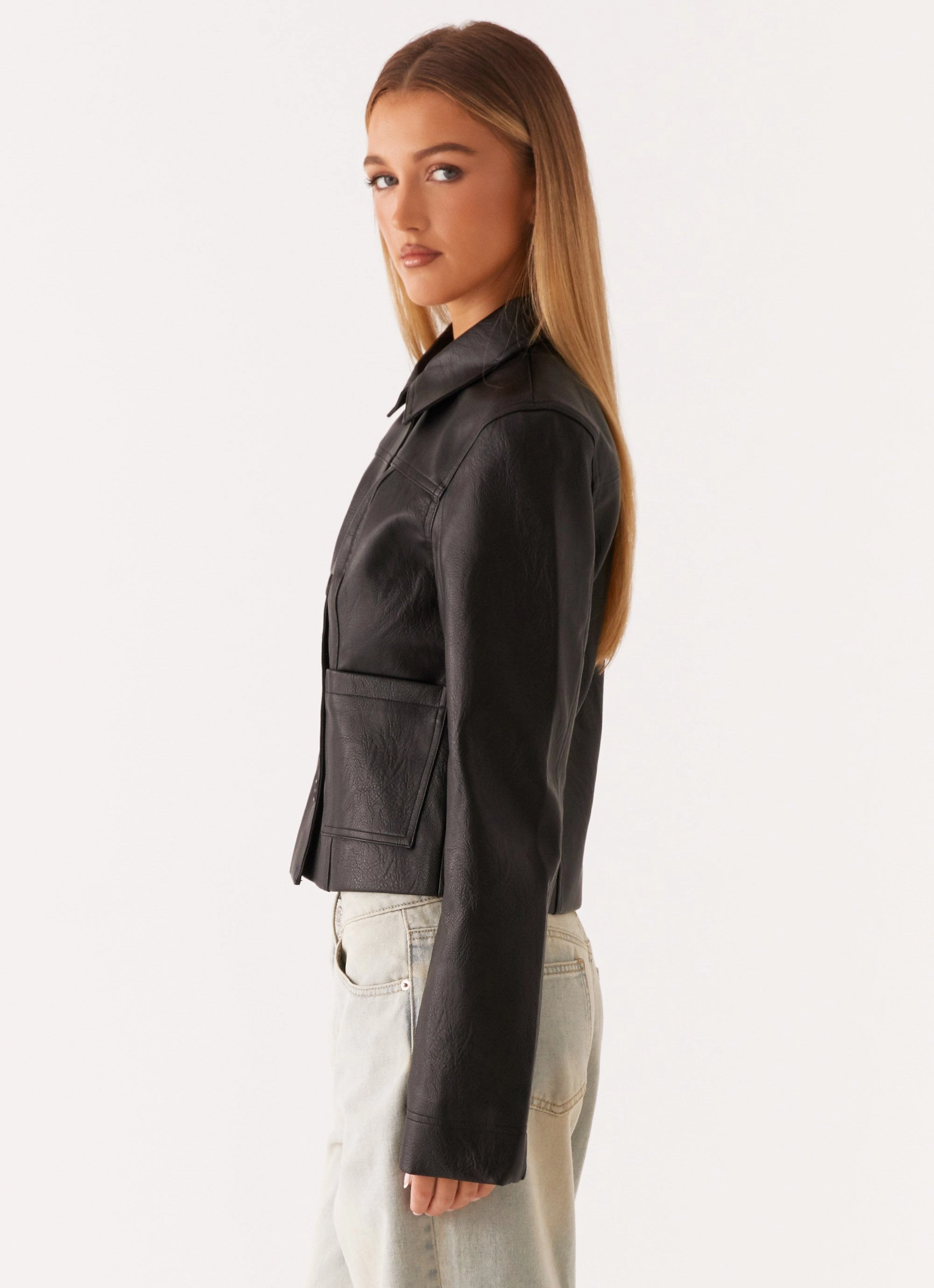 Verona Faux Leather Jacket - Black Comfort Flex Fit