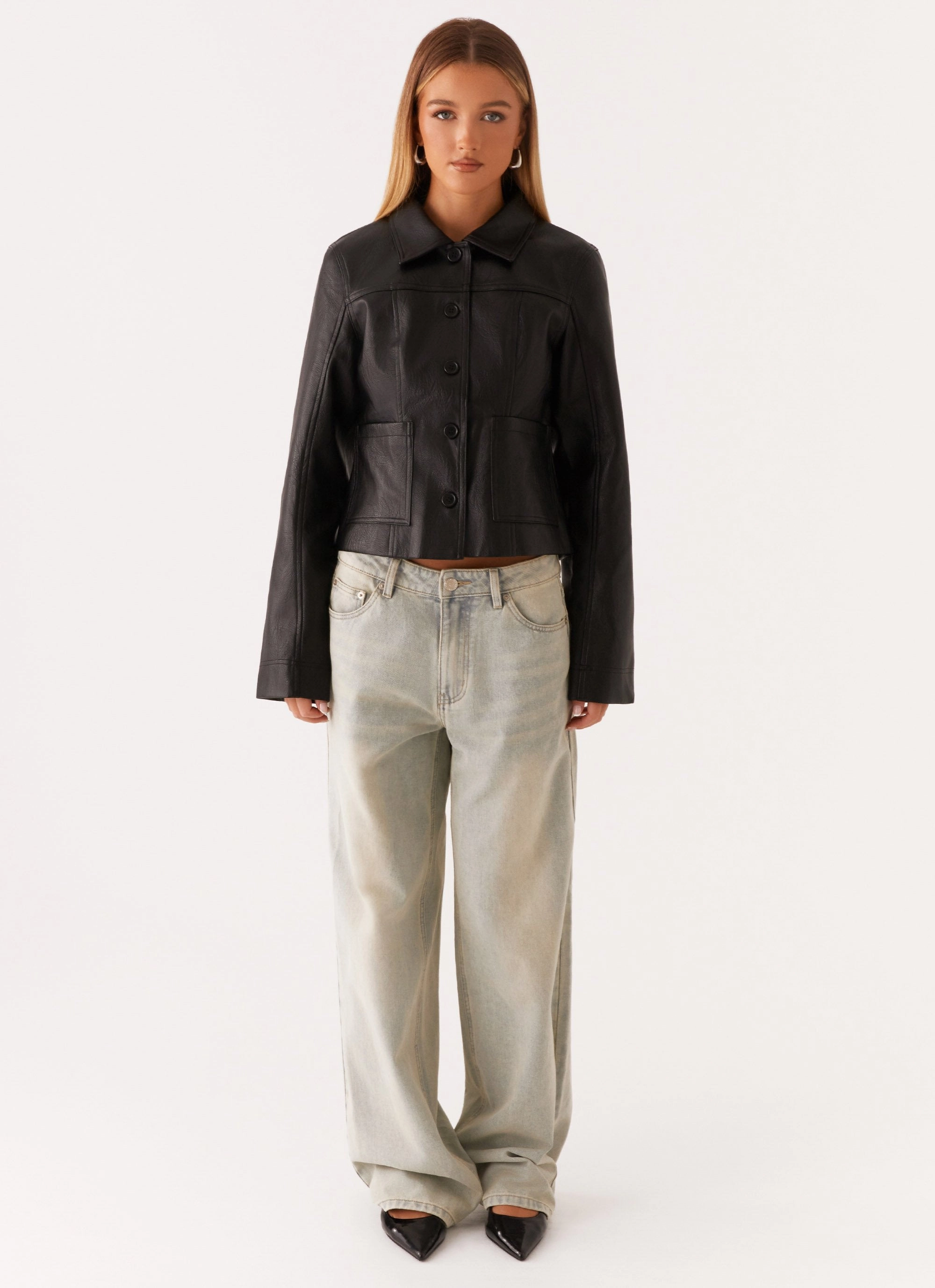 Verona Faux Leather Jacket - Black Convertible styles