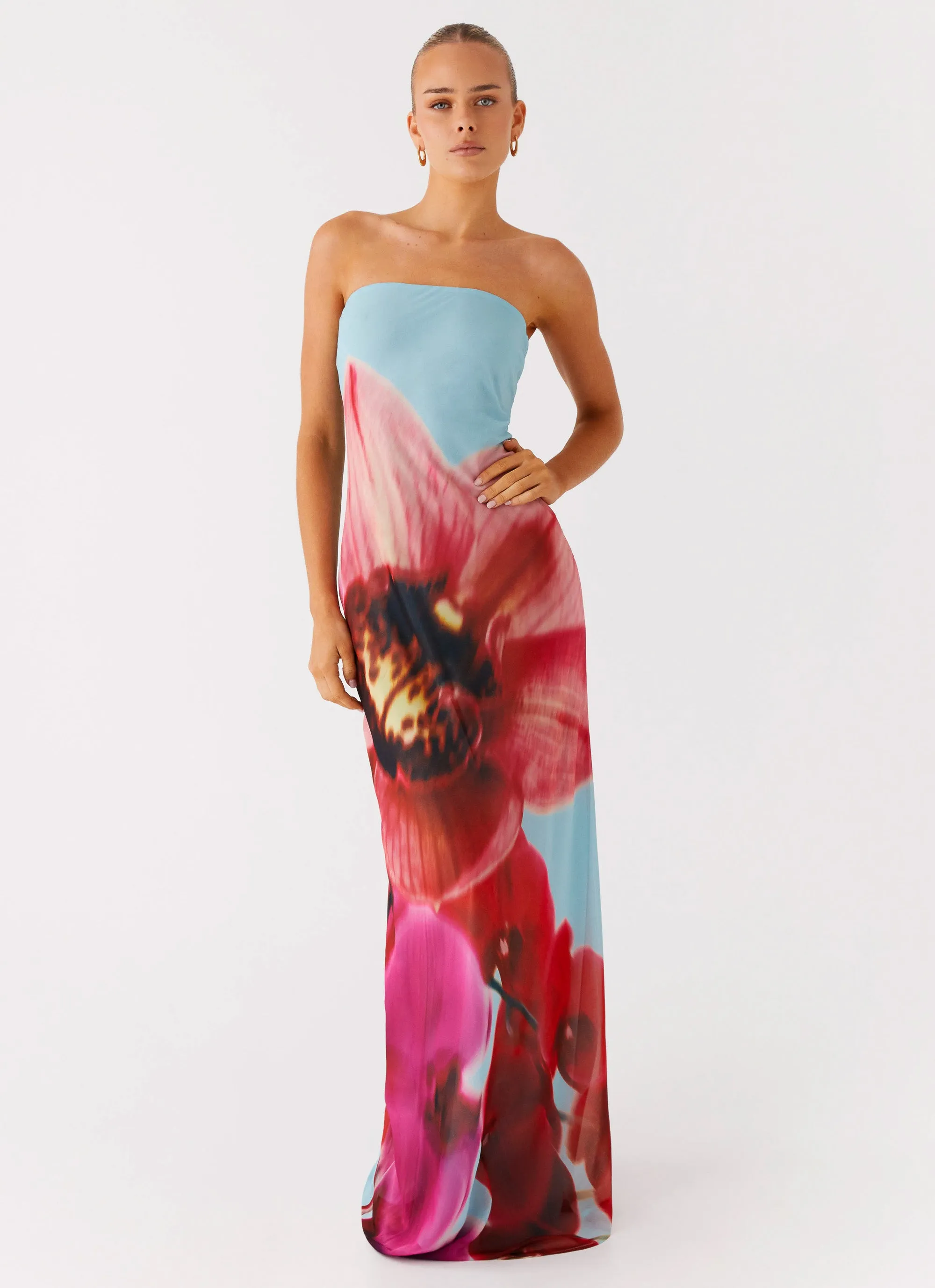 Sharp Profile All-Purpose Wear Amelle Maxi Dress - Turquoise Bloom