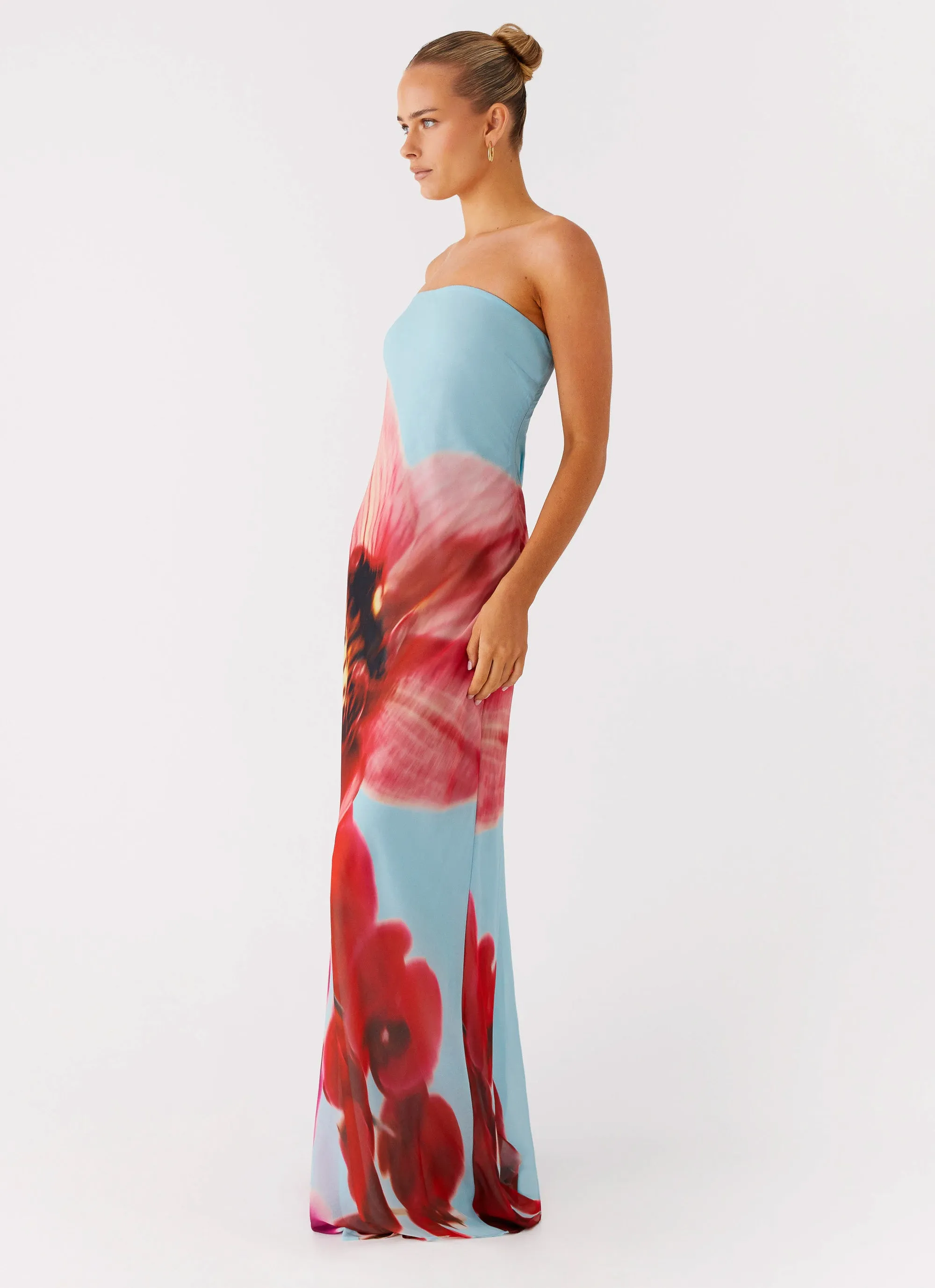 Slim Silhouette Cozy Vibe Amelle Maxi Dress - Turquoise Bloom