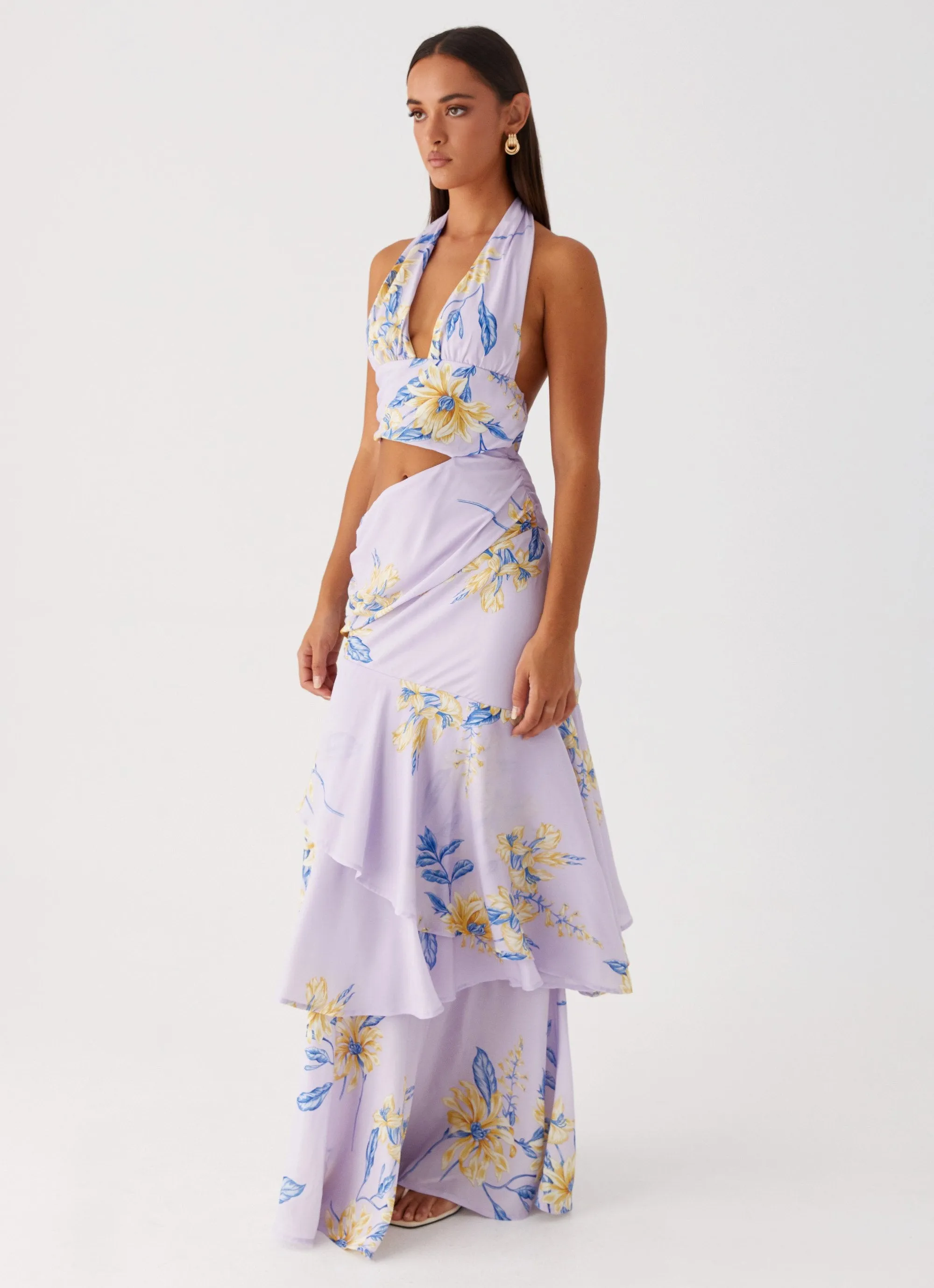 Sheer Element Fashionable Fit Mikayla Maxi Dress - Lavender