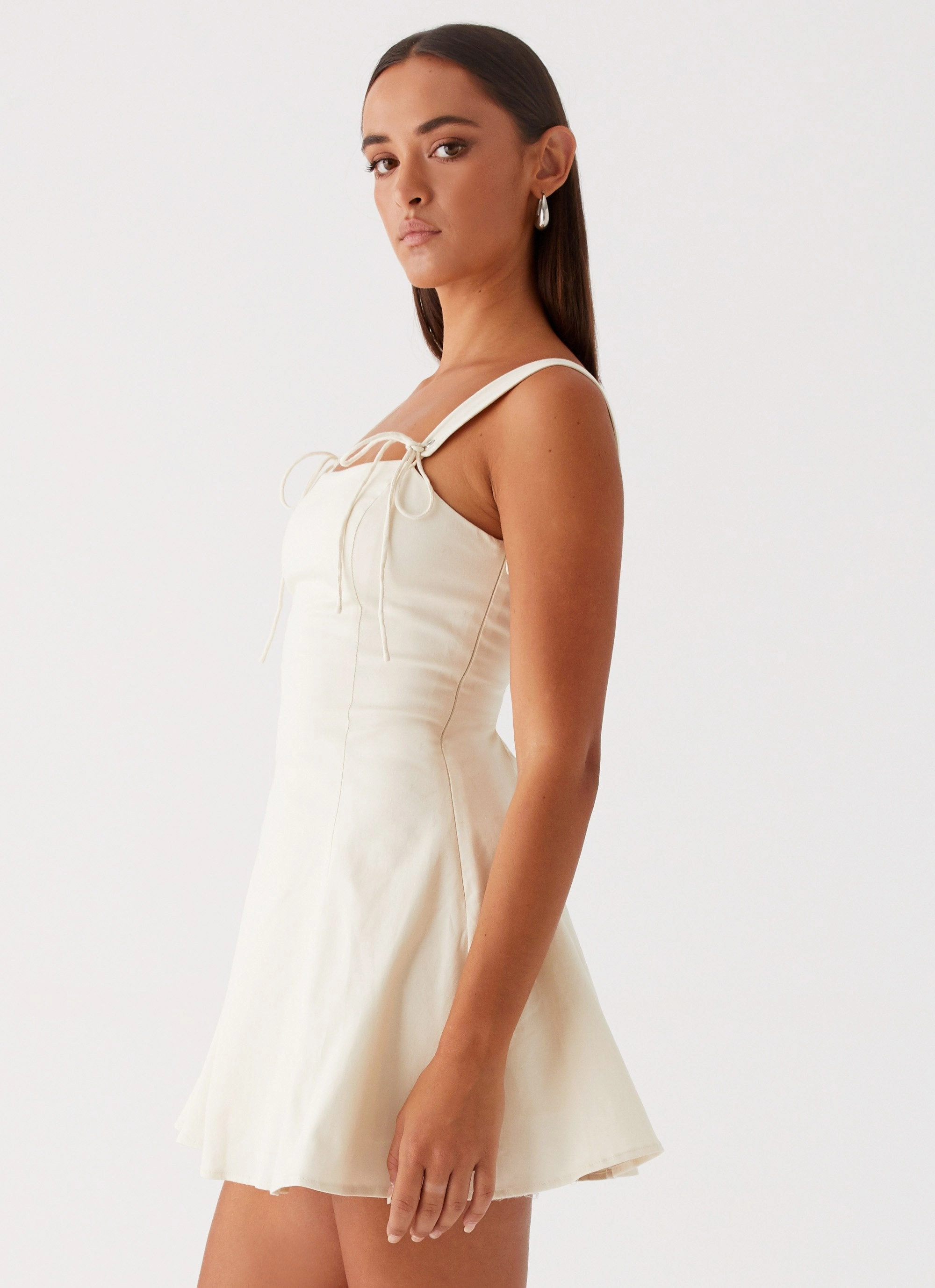 Silky Drape Jamaya Tie Mini Dress - Ivory