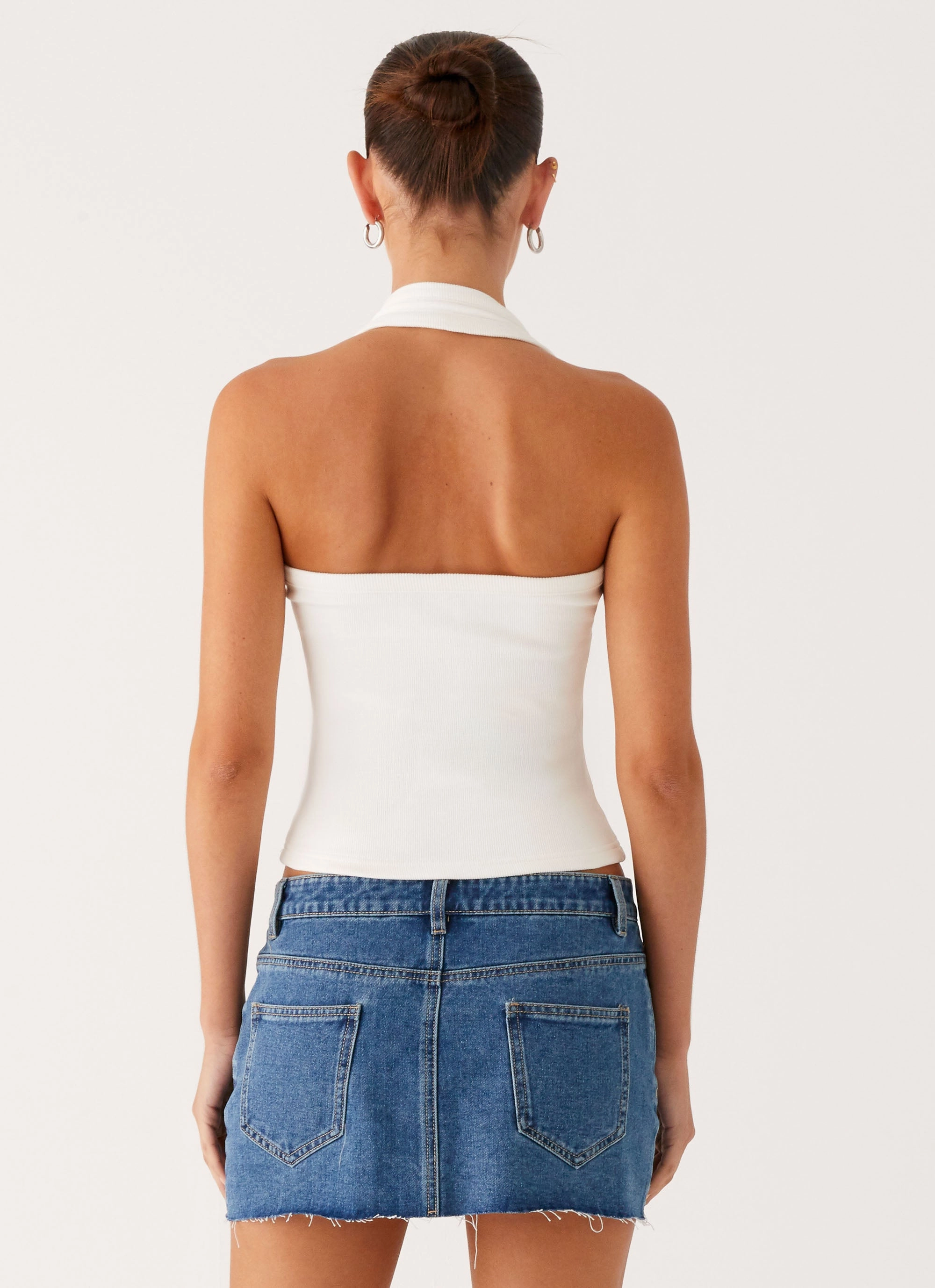 Kamen Low Rise Mini Skirt - Indigo Denim Windproof Design